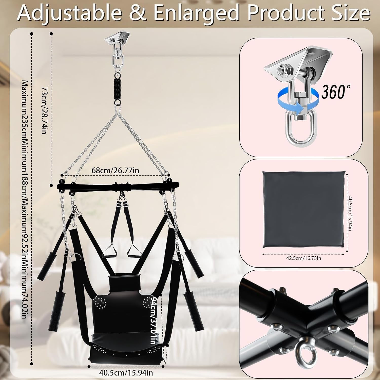 FloatEase Premium Heavy-Duty 360° Adjustable Sex Swing 800lb