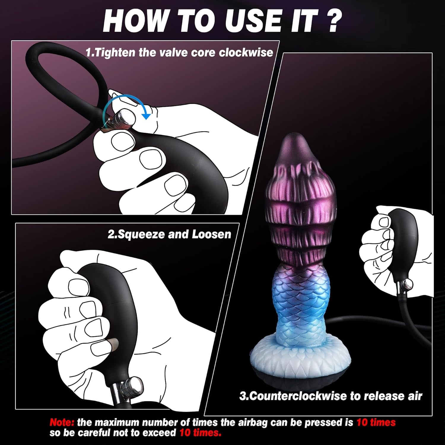 AeroKnot Inflatable Knot Dildo Adjustable Thick Suction Cup