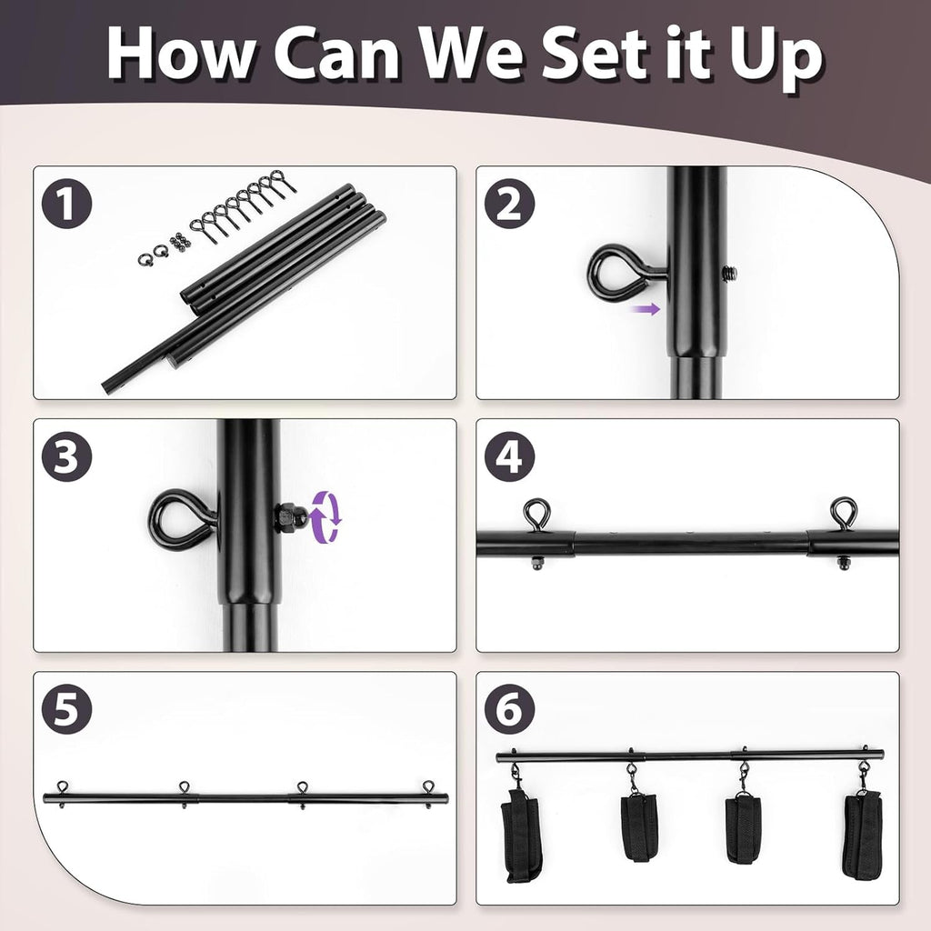 FeatherLock Feather Cuff Spreader Bar BDSM Kit