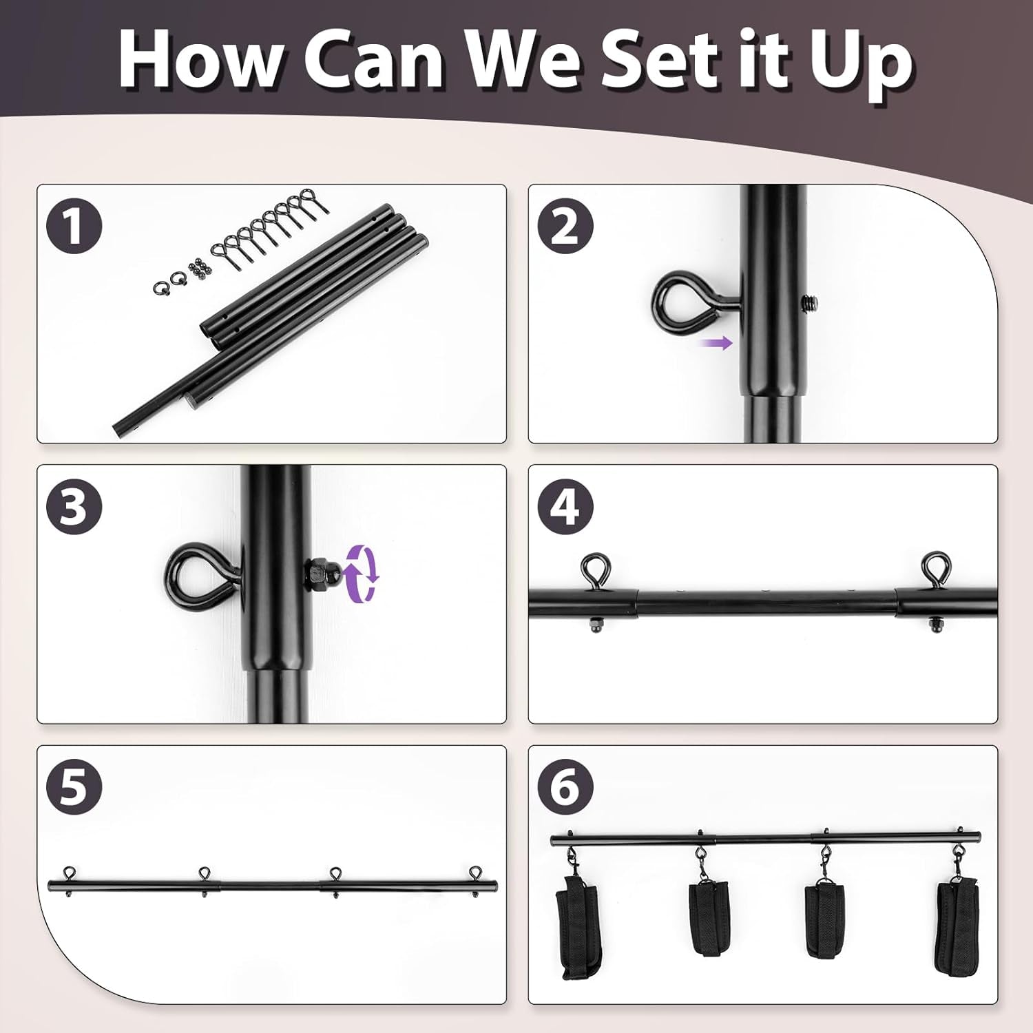 FeatherLock Feather Cuff Spreader Bar BDSM Kit