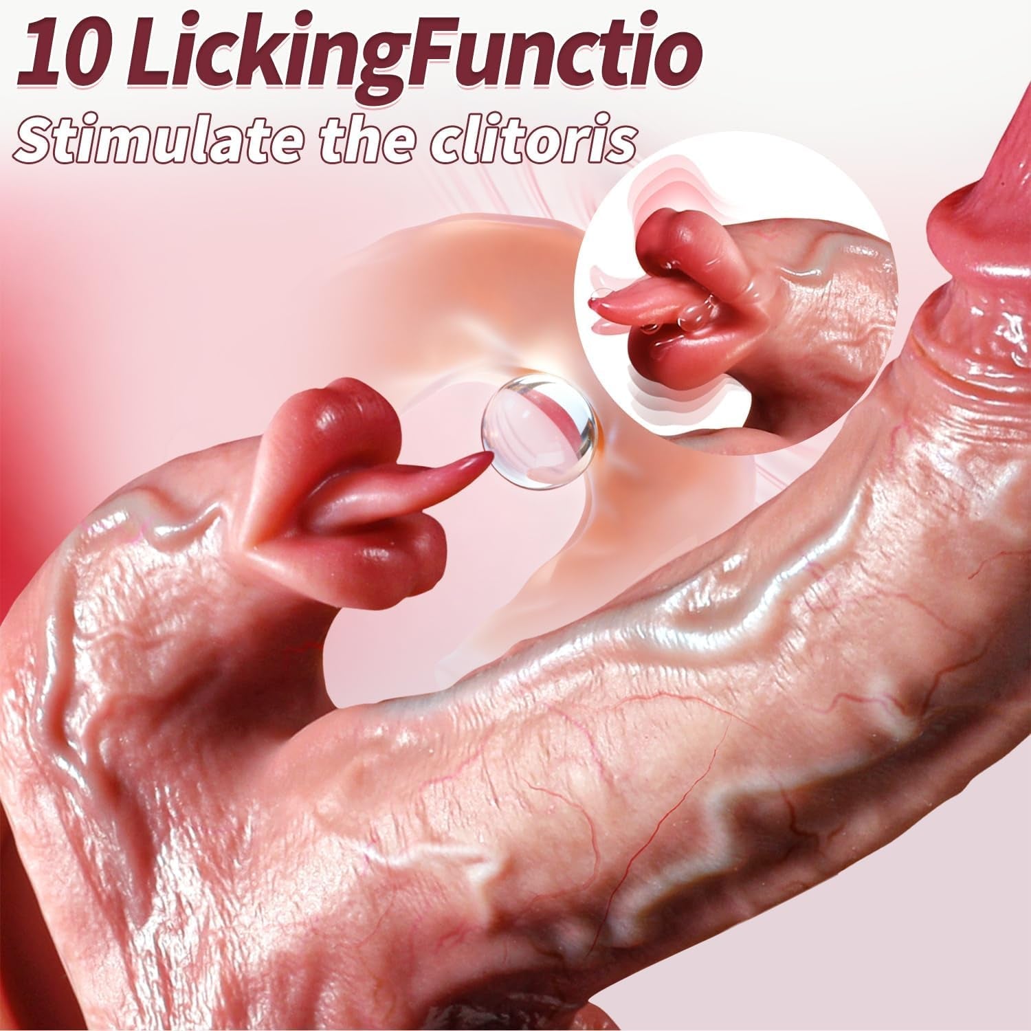 VirexaHeat Thrusting Licking Dildo Vibrator 5 Speeds G-Spot Toy