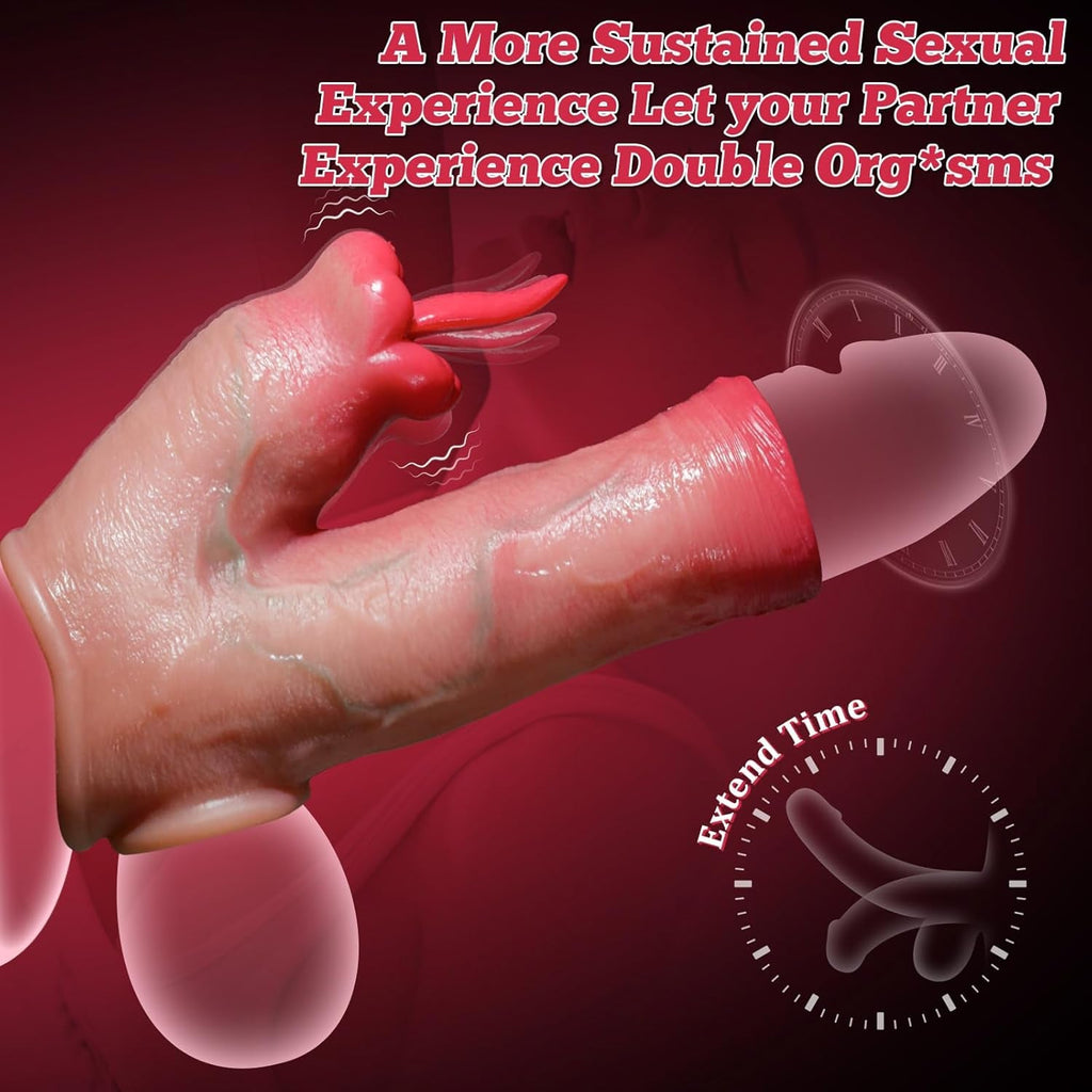 TongueVolt Vibrating Penis Sleeve Ring 10 Modes Remote