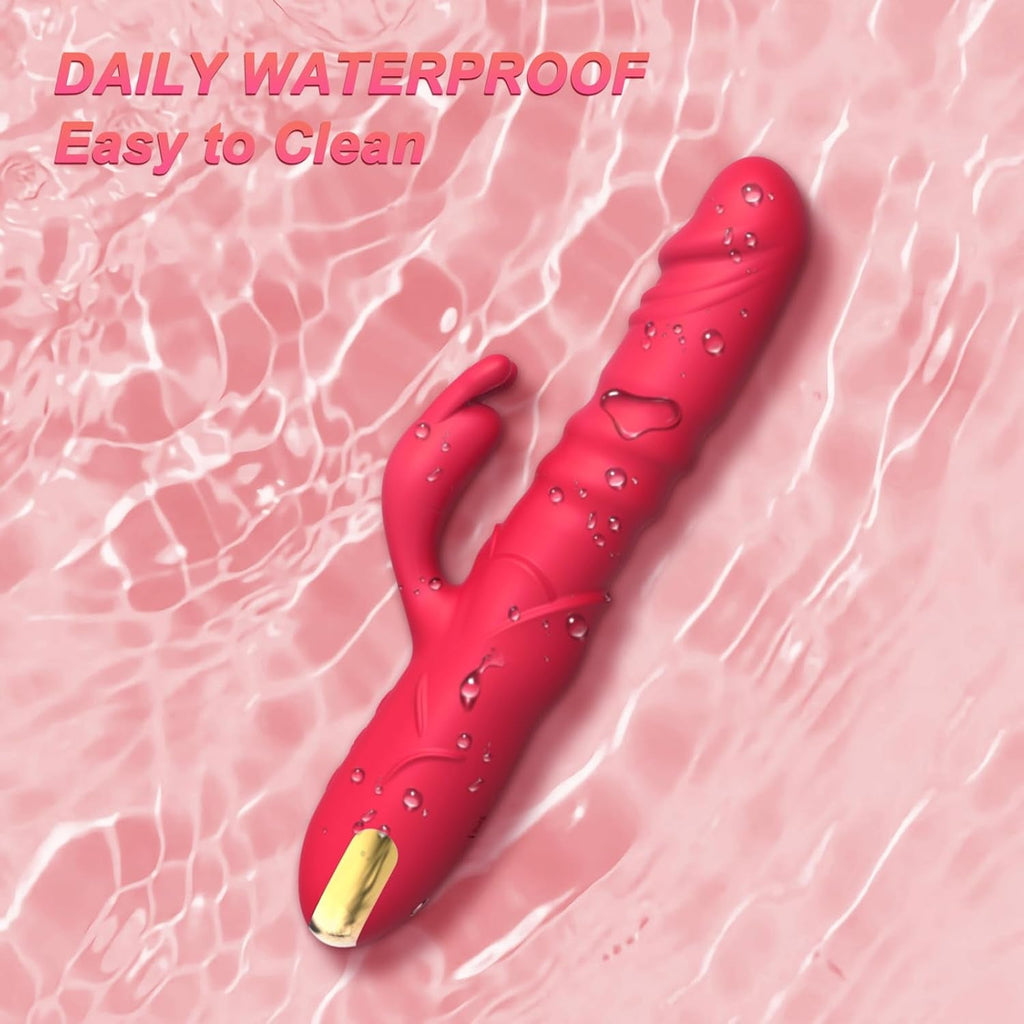 RoseThrust Thrusting Rabbit Vibrator 3 Thrust 10 Modes Silicone