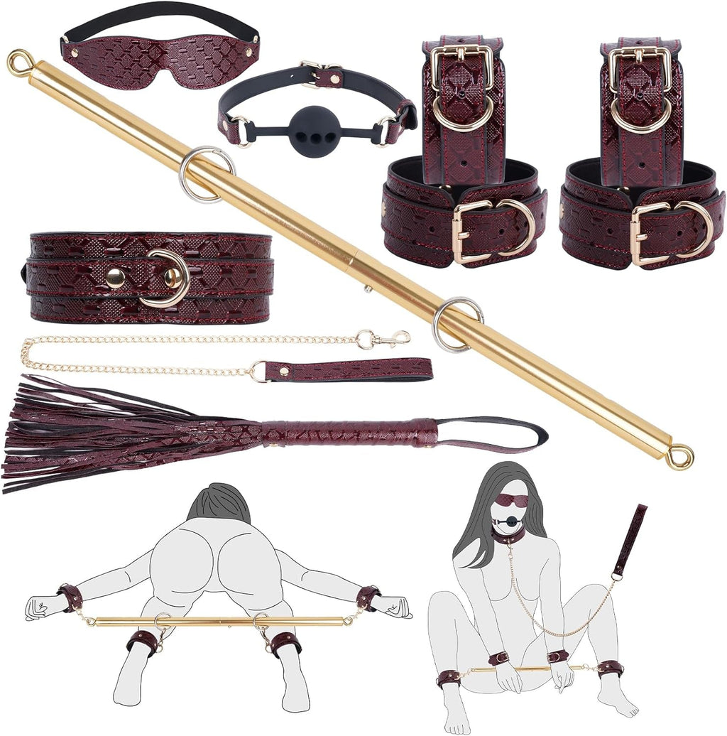 CrimsonRoyale 10PCS BDSM Spreader Bar Bondage Kit