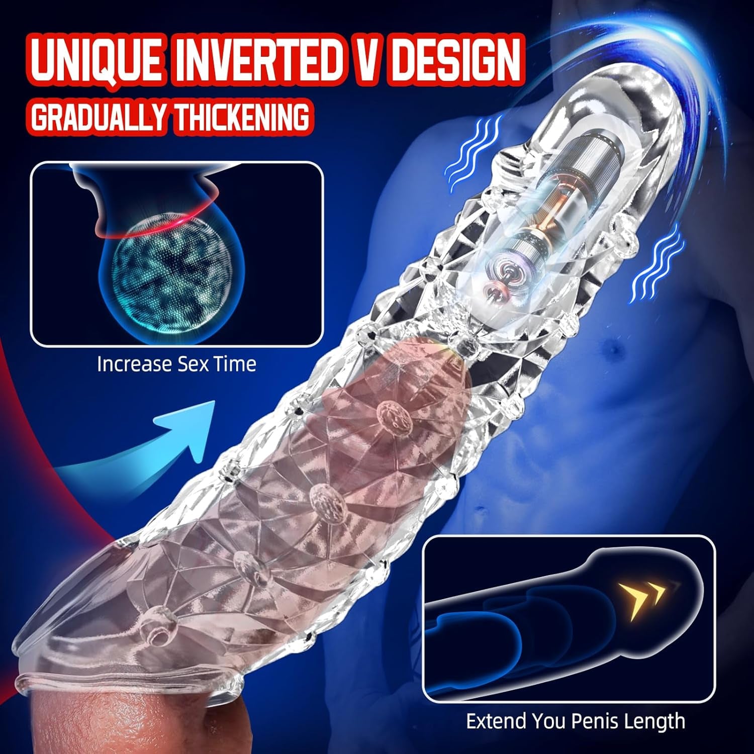 VibeGrain Vibrating Penis Sleeve Clitoral Stimulator TPE