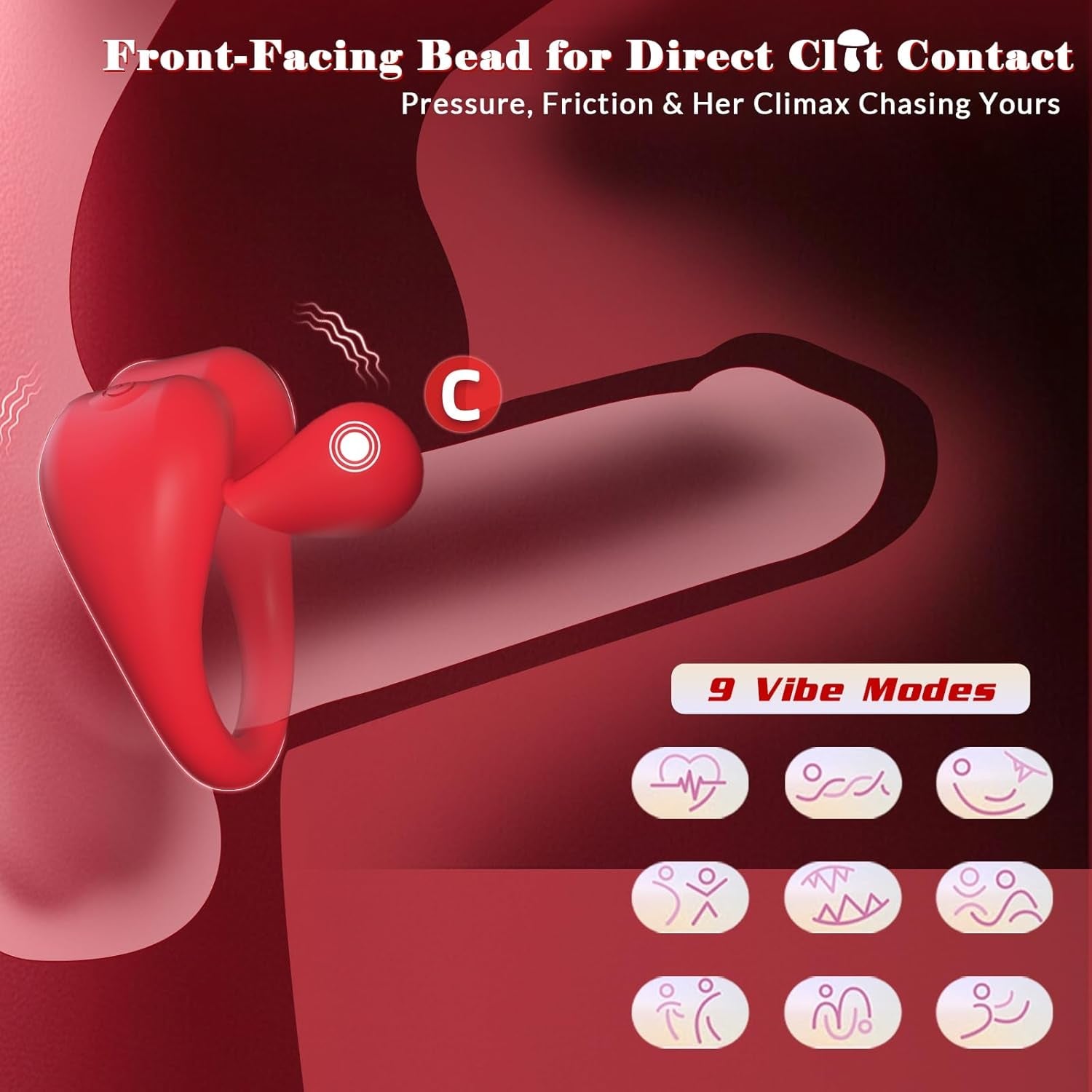 OrbitFlex Adjustable Cock Ring Clit Stimulator App 9 Modes