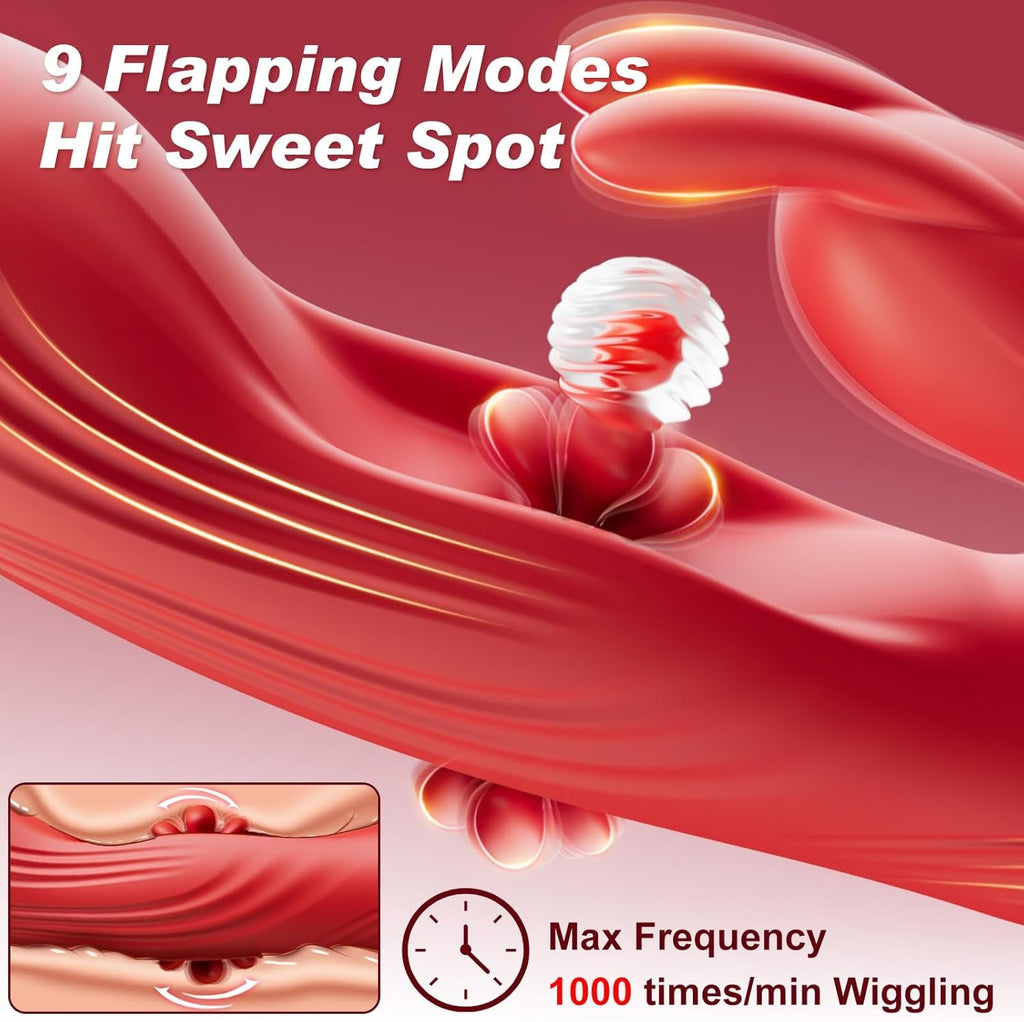 TriSyncX 3-in-1 Rabbit Vibrator 9 Modes Flapping LED Display