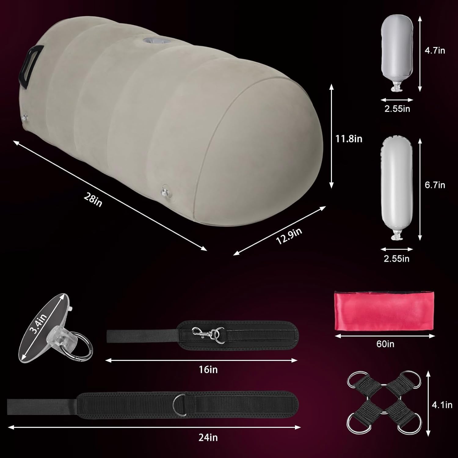 AirBond Inflatable BDSM Pillow with Restraints & Toy Mount