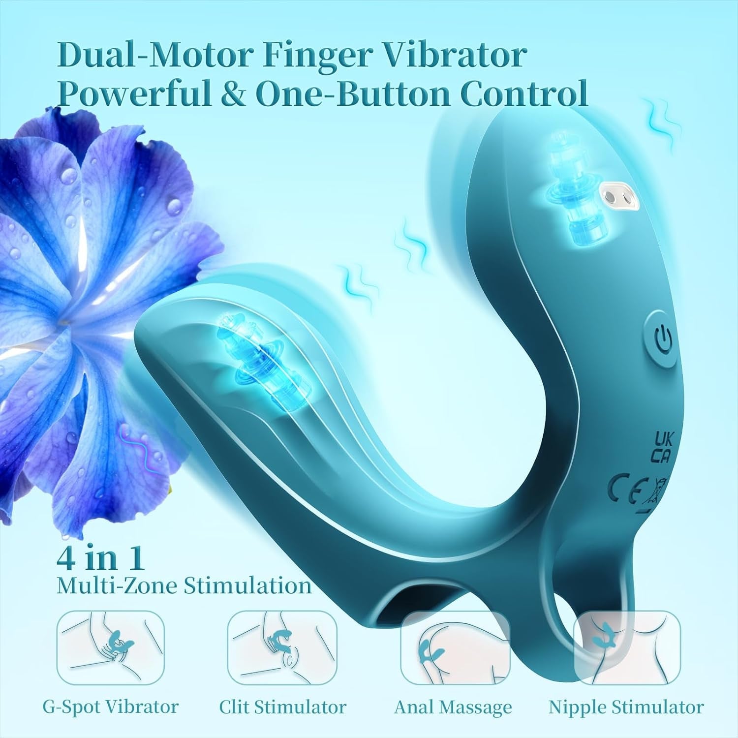 DualiX Dual Motor Finger Vibrator 10 Modes Waterproof