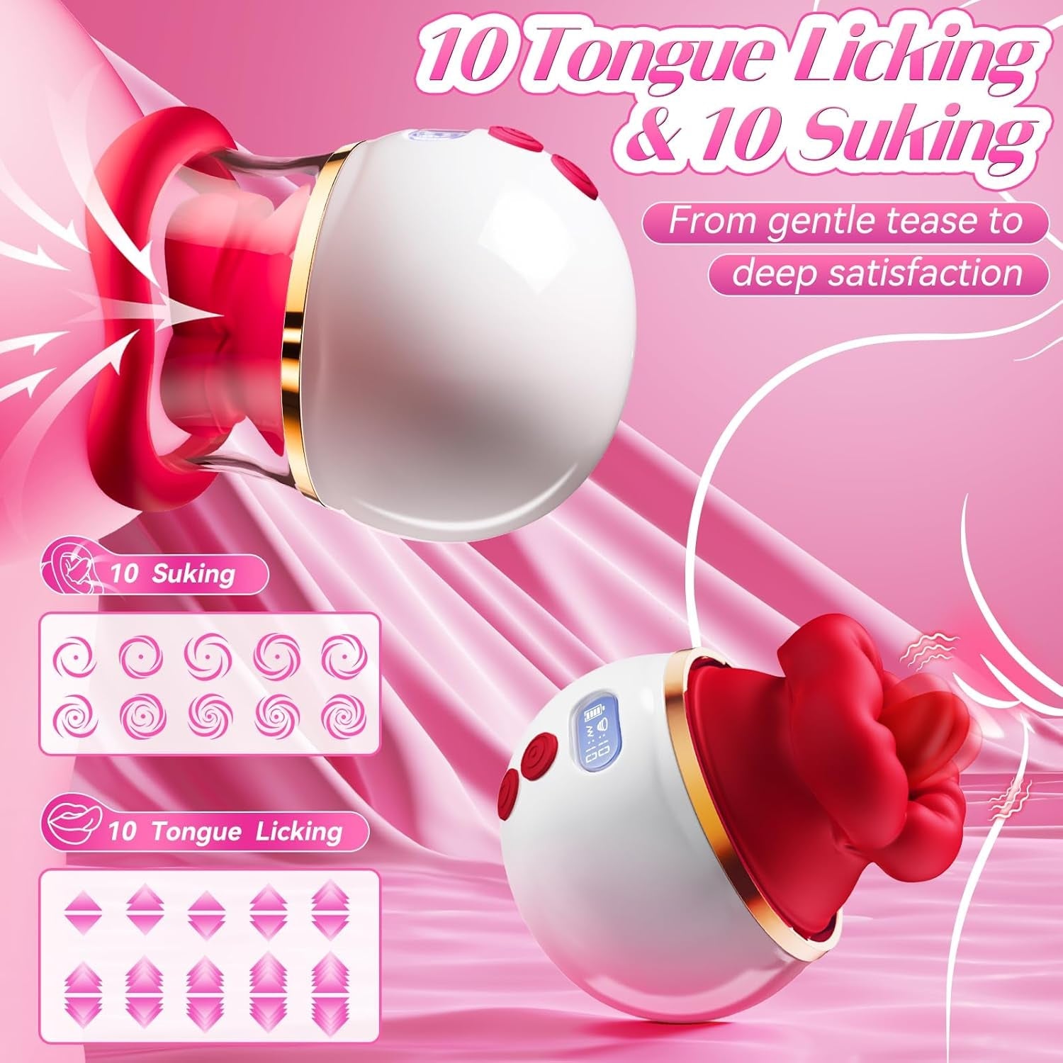 VirexaLux 5-in-1 Clit Sucker Mouth Vibrator LCD 10 Modes App Heated