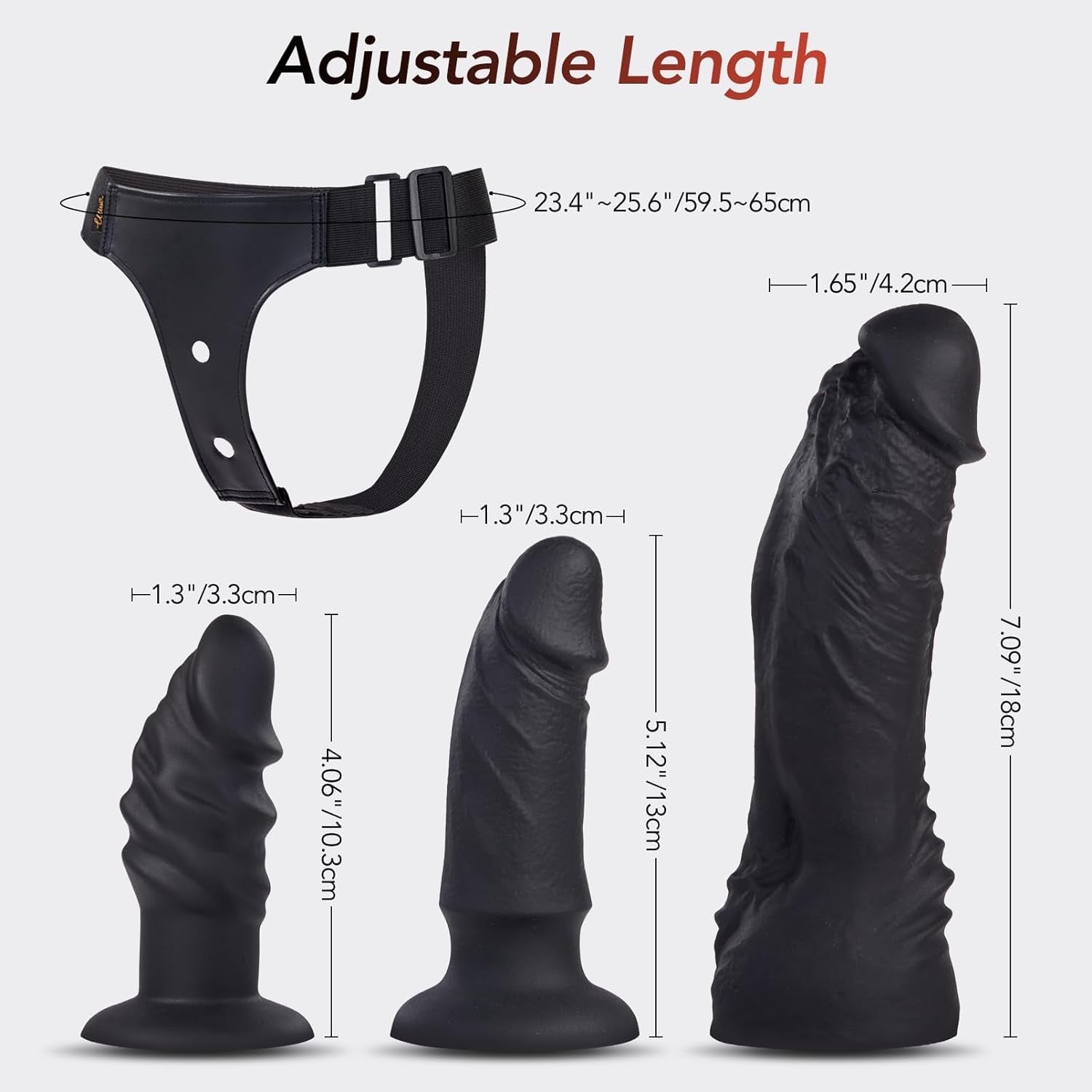 TriNova Triple Strap-On Harness with 3 Dildos