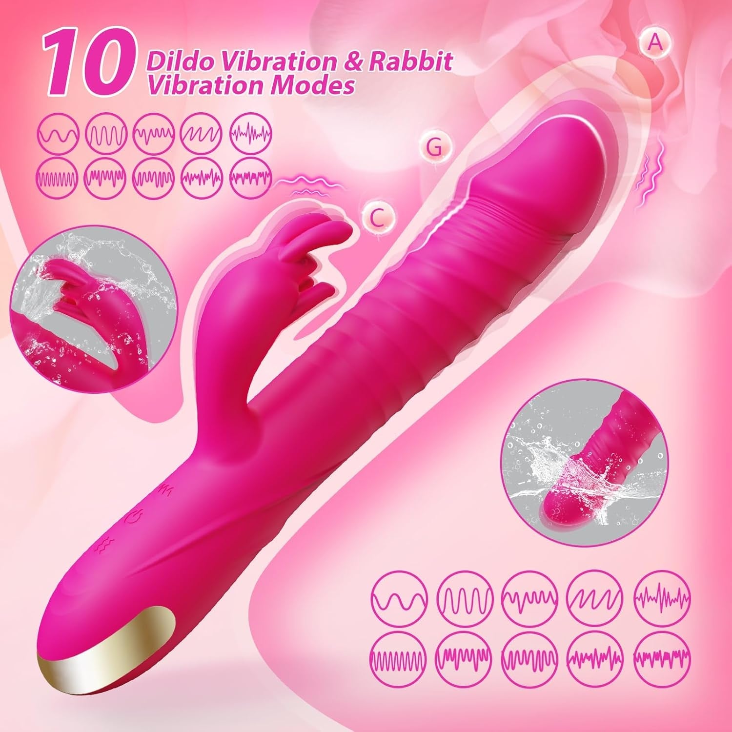 CoreThrust Thrusting Rabbit Vibrator 3 Thrust 10 Modes Silicone