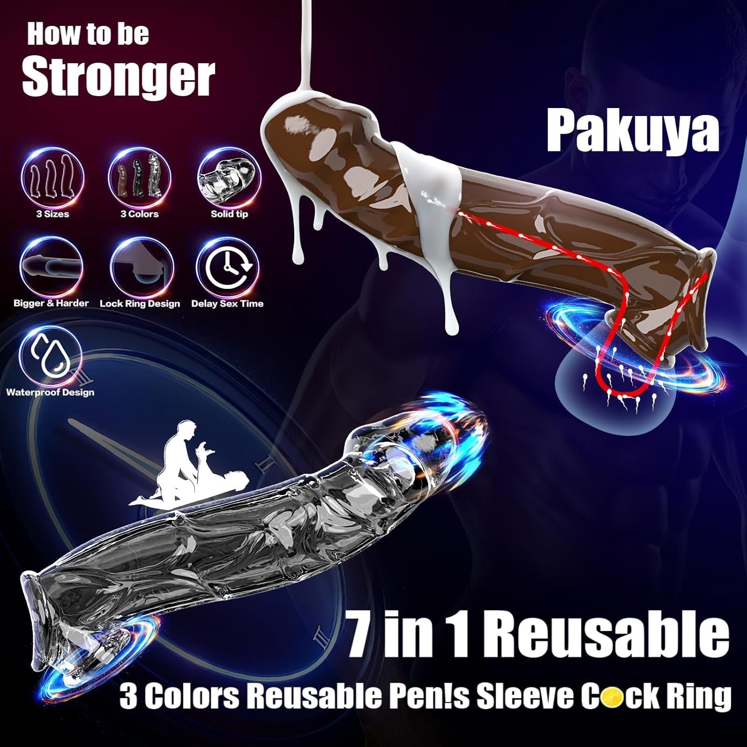 FlexTrio 3 Size Penis Sleeve Set TPE Extender Rings