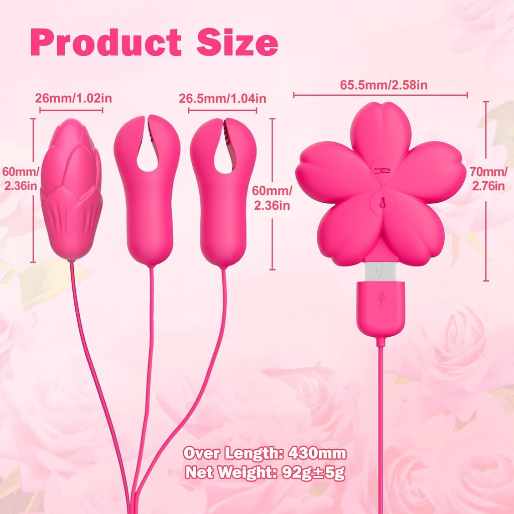 VelouraBloomX Nipple Clamps + Egg Vibrator 10 Modes Set