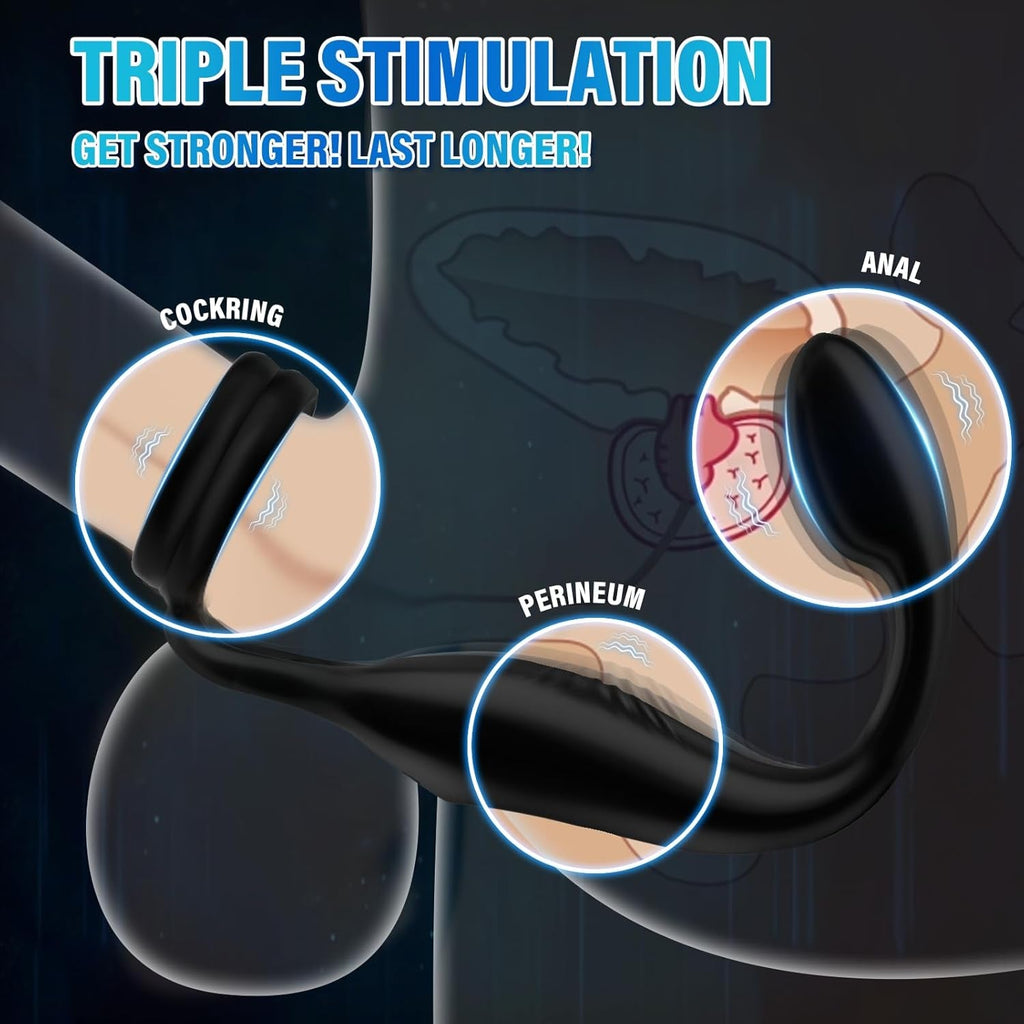 CorePulseX Prostate Massager Cock Ring 10 Modes Remote Silicone