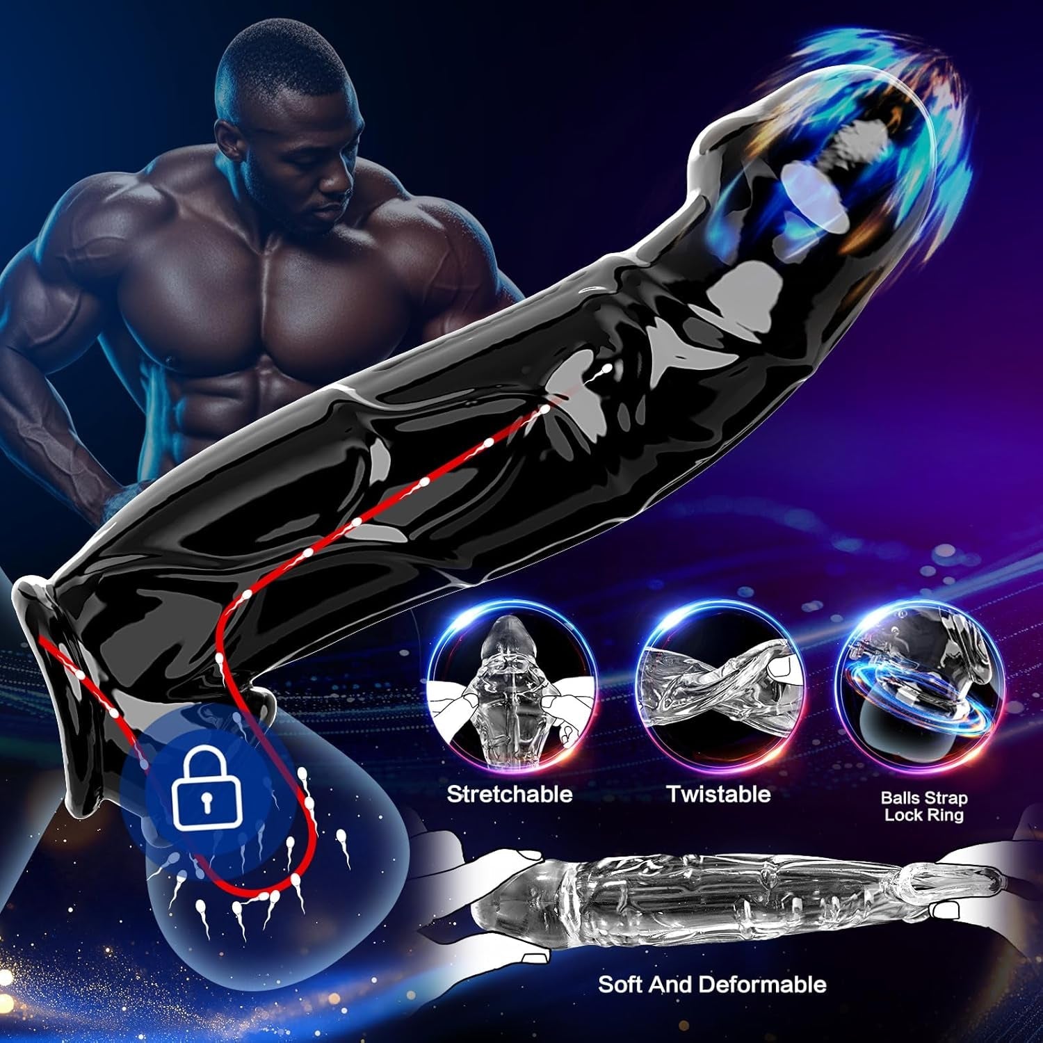 FlexTrio 3 Size Penis Sleeve Set TPE Extender Rings