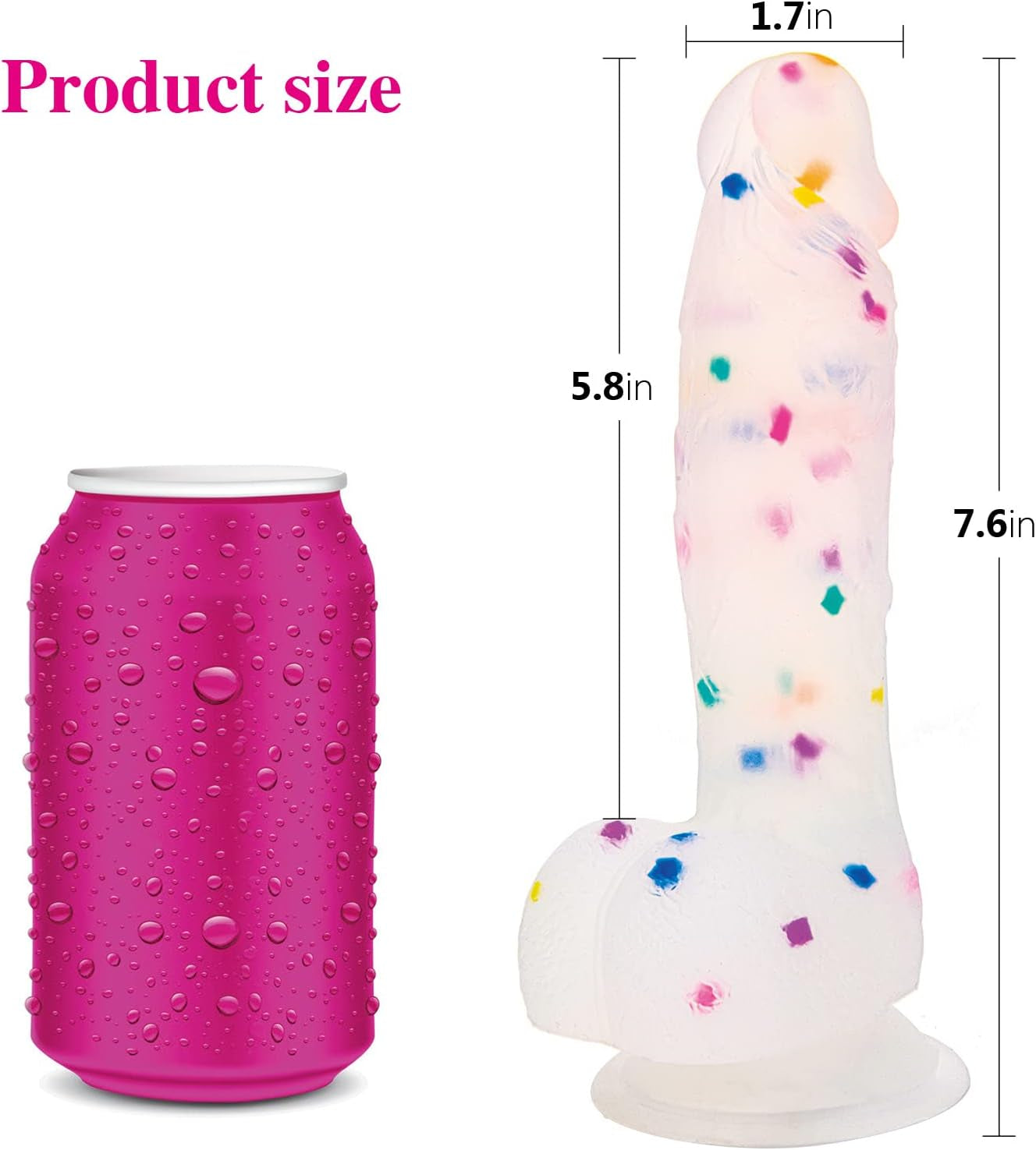 CrystalTone 7.6” Confetti Silicone Dildo Suction Cup Beginner