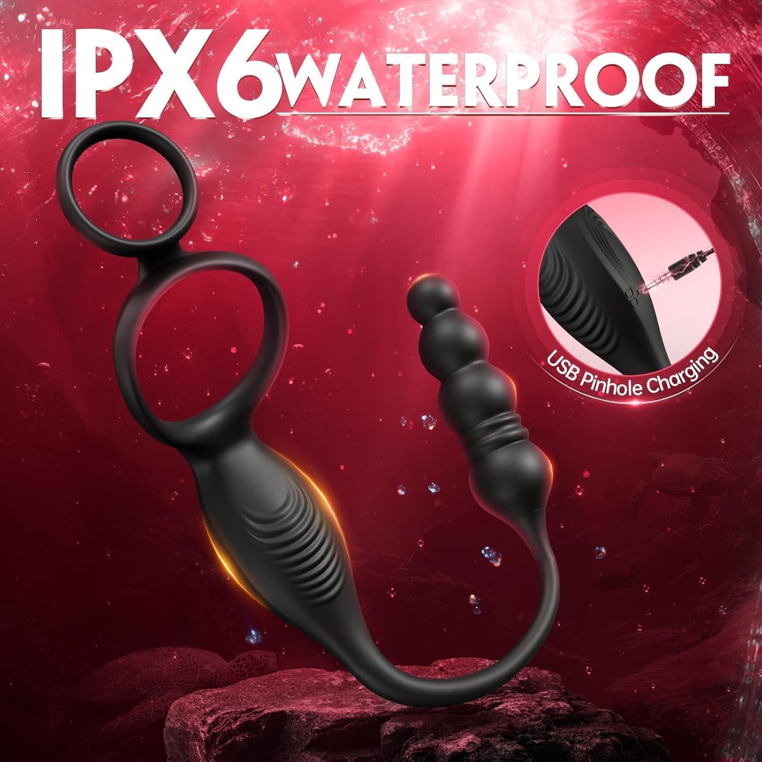 SyncThrustX Prostate Massager Cock Ring 10 Modes Thrusting