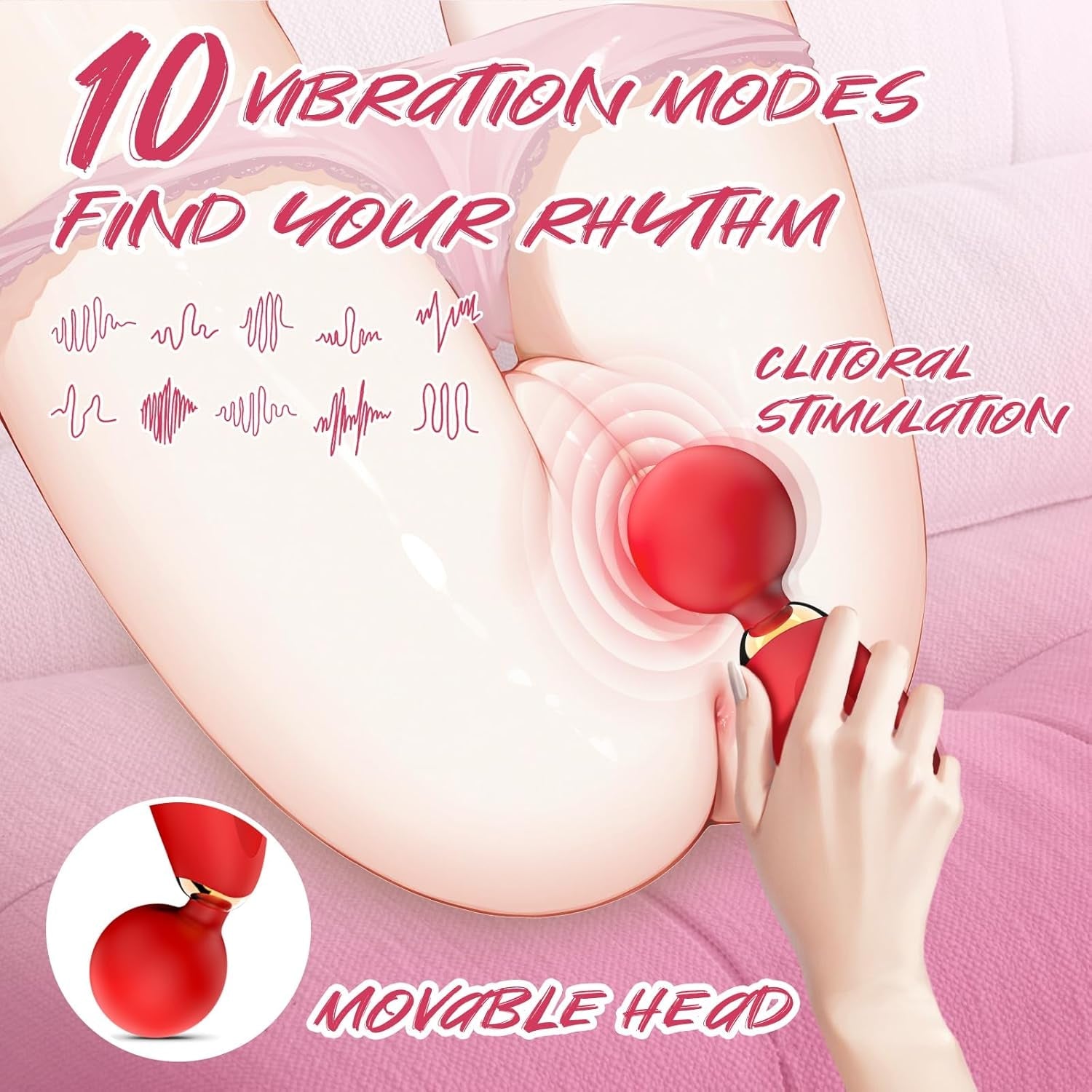 PetalPulse Mini Wand Vibrator 10 Modes Waterproof Clitoral
