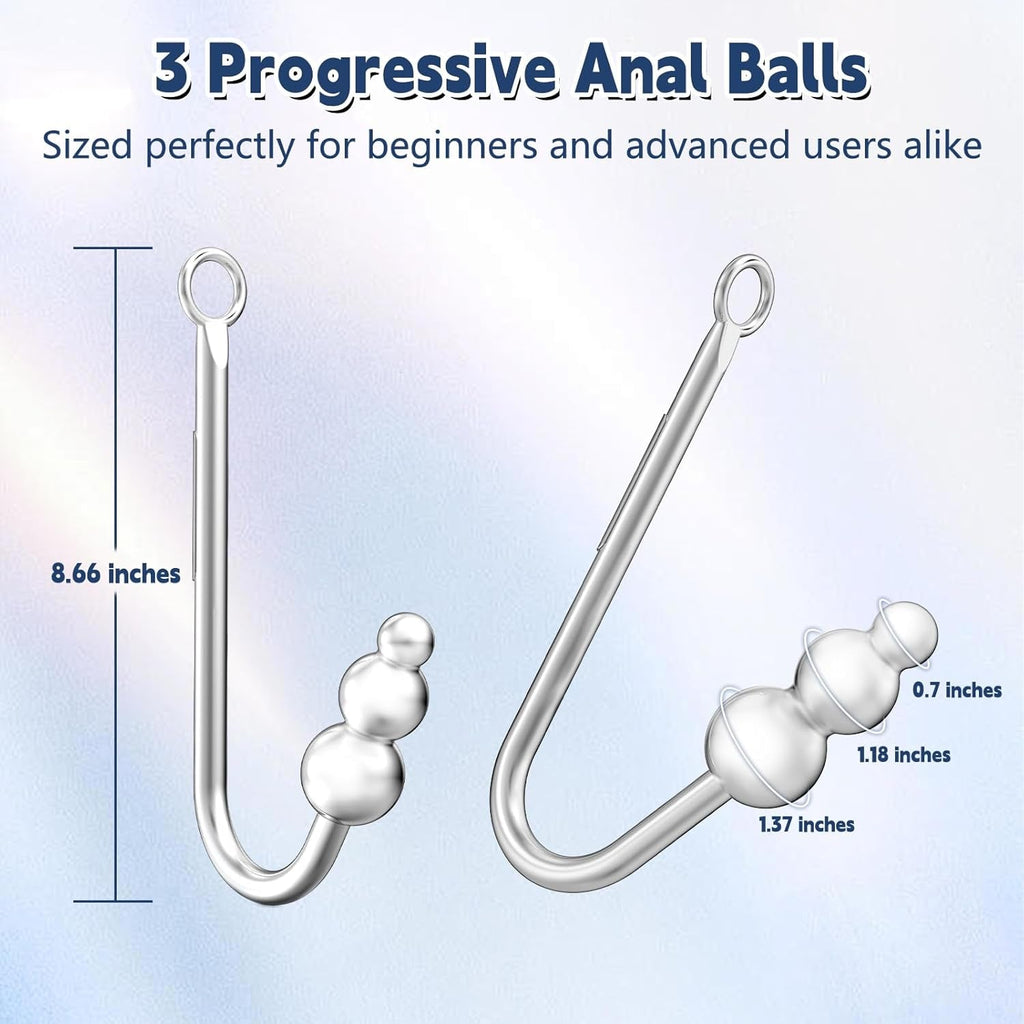 VibeSteel Vibrating Anal Hook Plug 3 Balls 9 Modes