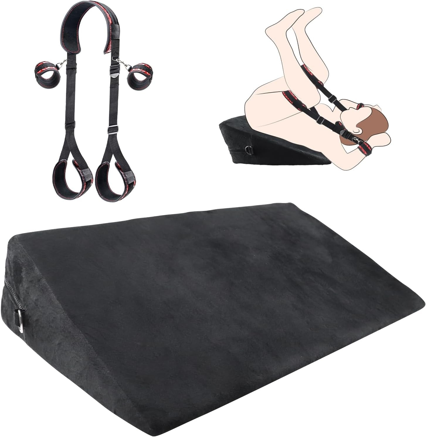 ElevaBond BDSM Positioning Wedge Pillow Set with Straps & Harness
