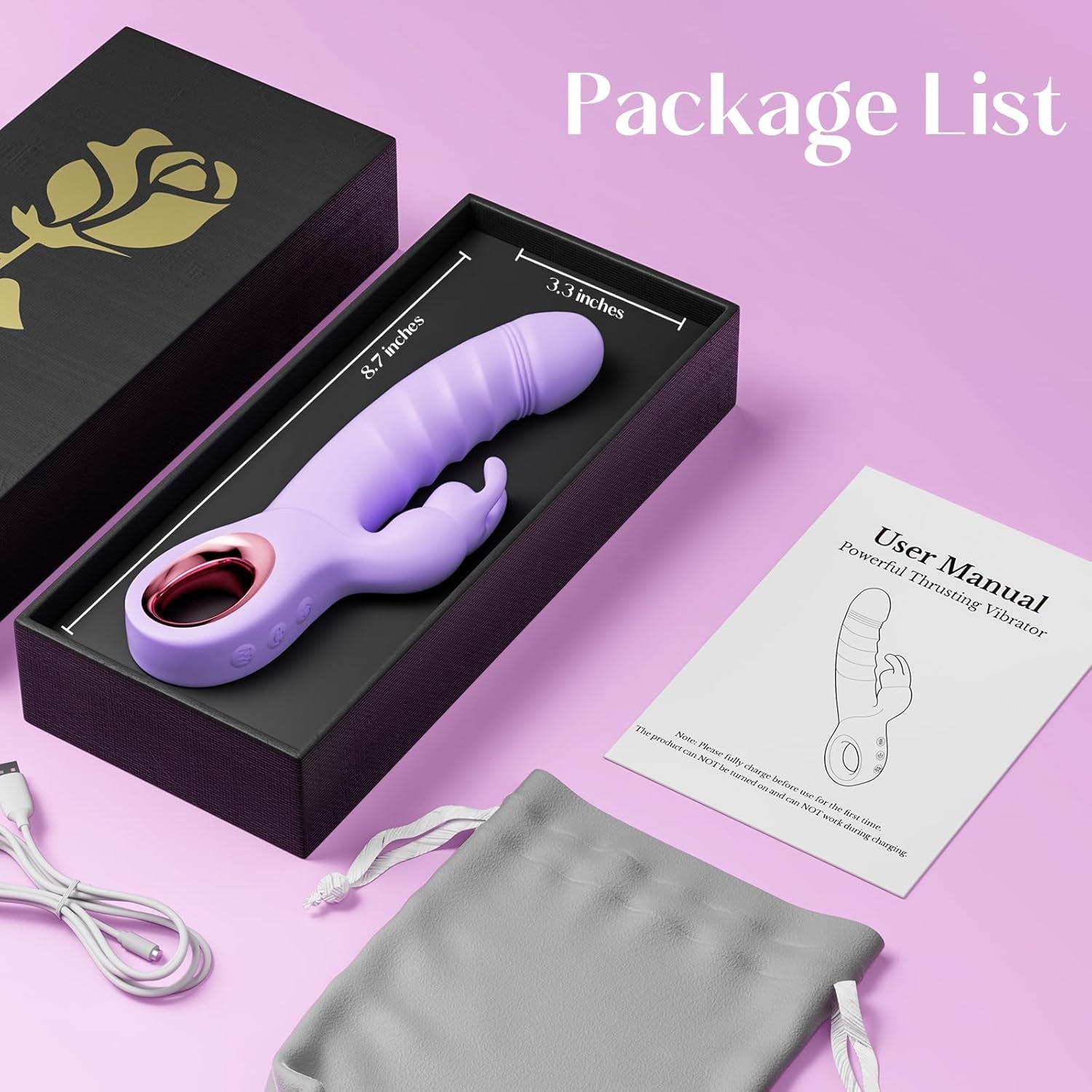AuralisX Thrusting Rabbit Vibrator 7 Modes 3 Motor Waterproof