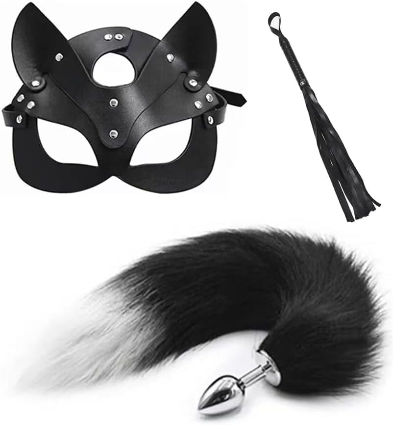 FeralFox Fox Tail Plug Mask Whip BDSM Set