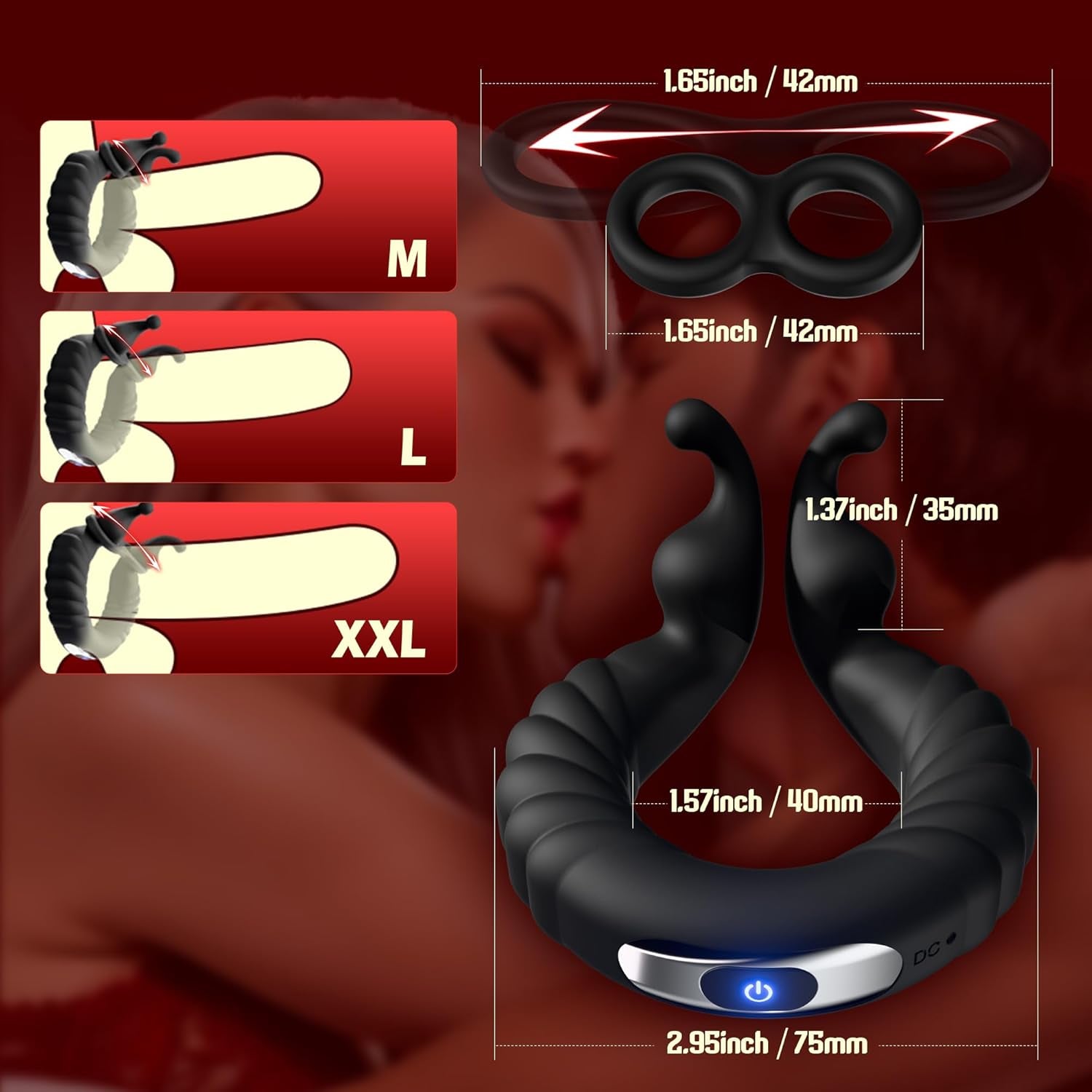 ClaspWave Cock Ring Bunny Clit Stimulator 10 Modes Silicone