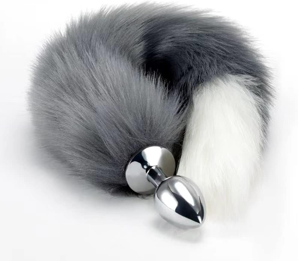 SilverFrost Small Steel Tail Butt Plug Gray White