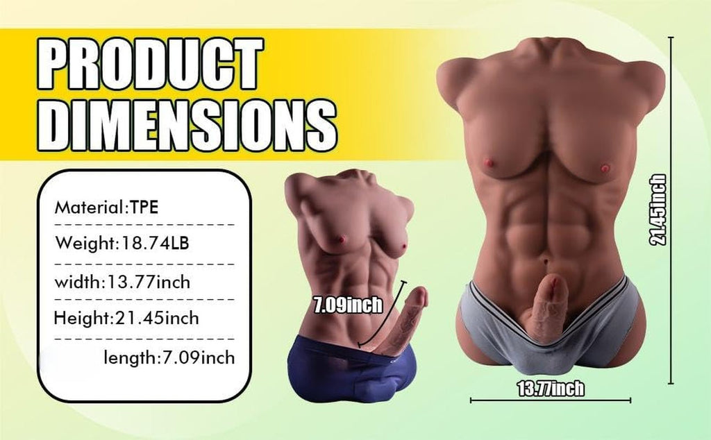PulseDrive Male Sex Doll Torso with Huge Dildo