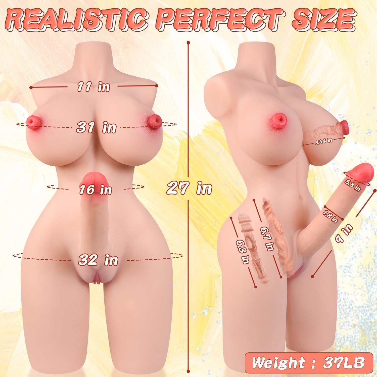 CleoniX 37lb Transgender Sex Doll Torso 5-in-1 TPE