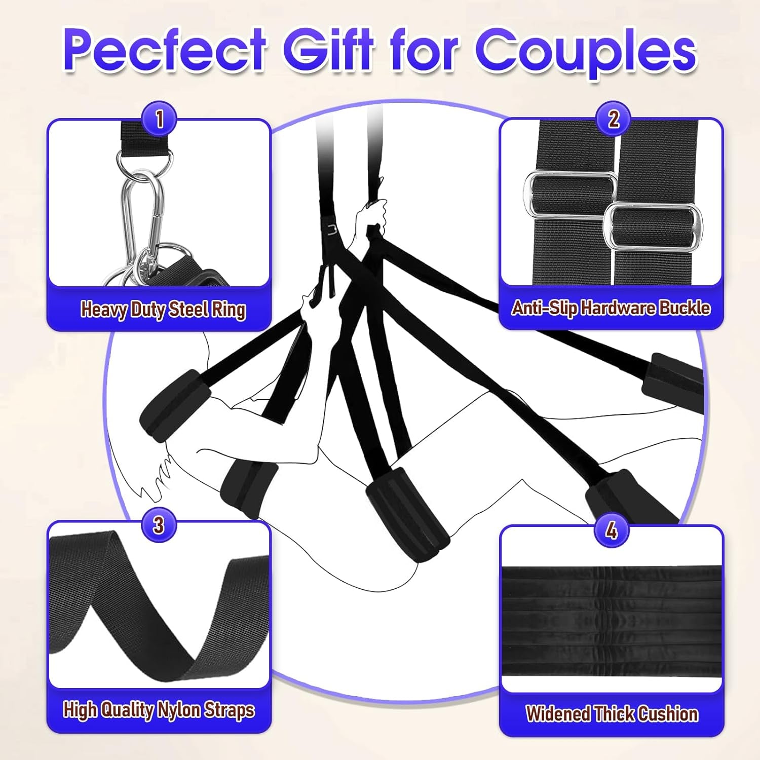 TitanLuxe Heavy Duty 800lb Sex Swing Adjustable