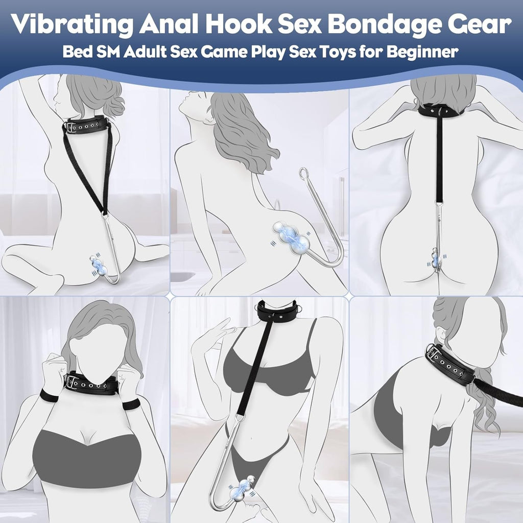 ChainVibe Vibrating Anal Hook Collar Chain 9 Modes