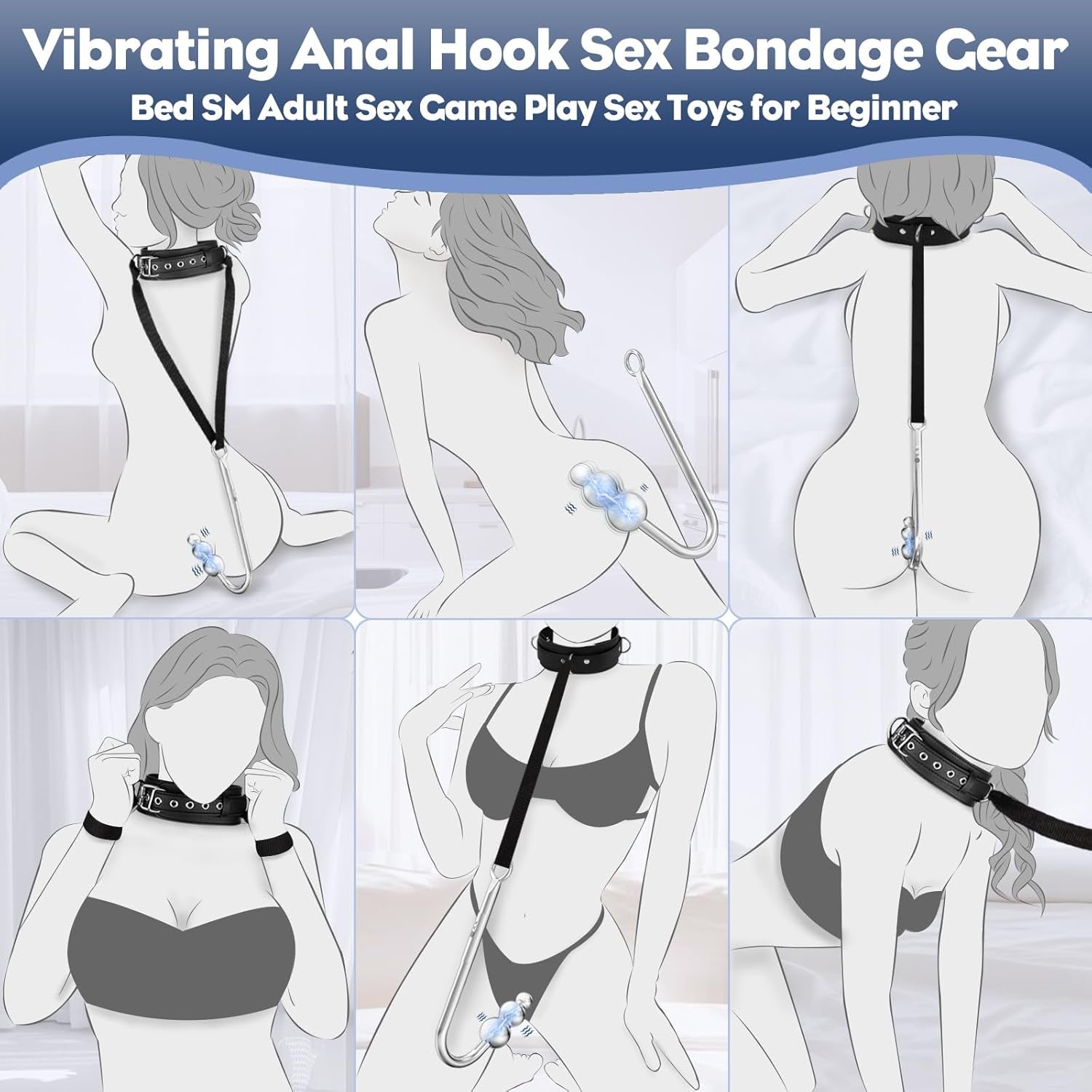 ChainVibe Vibrating Anal Hook Collar Chain 9 Modes