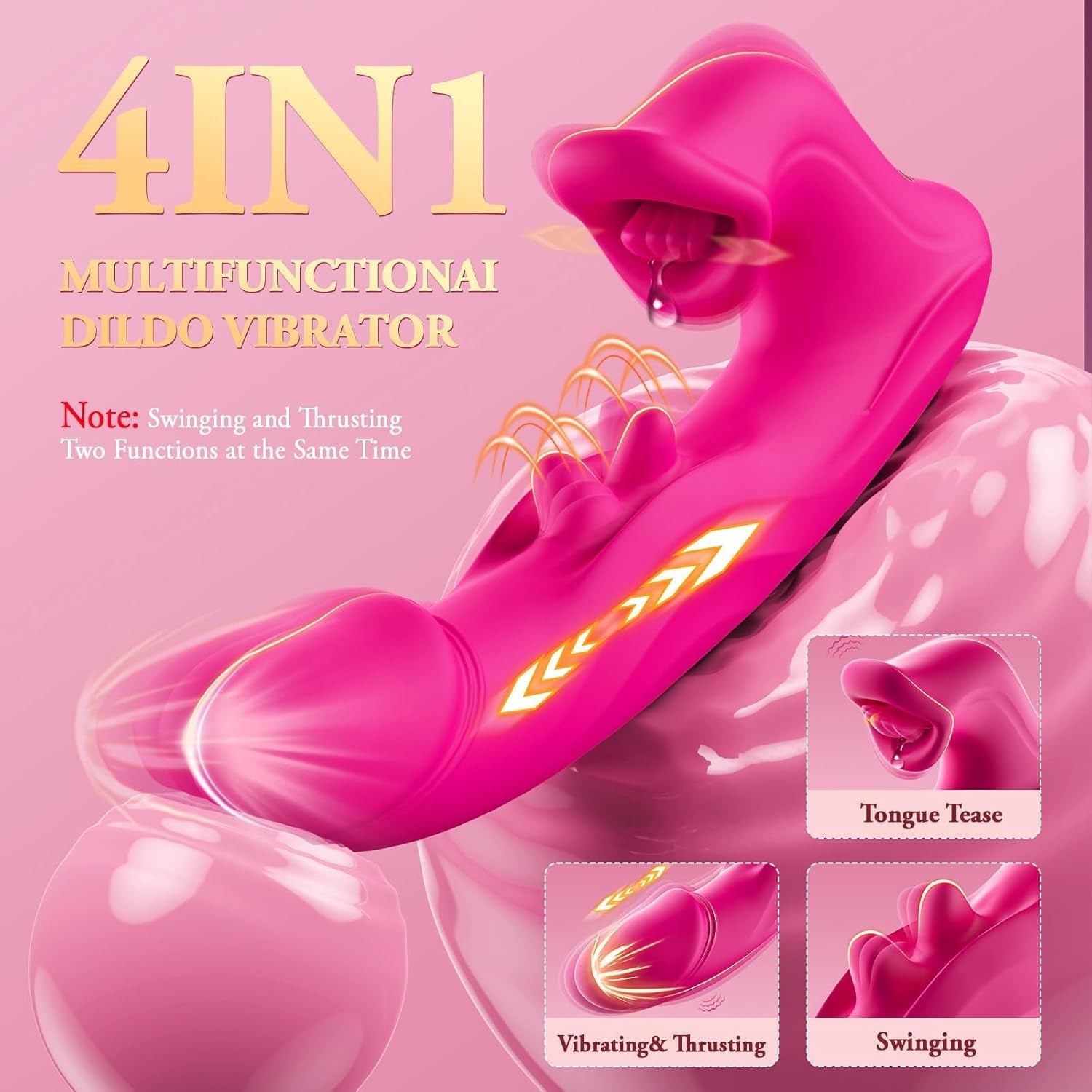 ElyraMax Thrusting Rabbit Licking Vibrator 4-in-1 10 Modes G-Spot