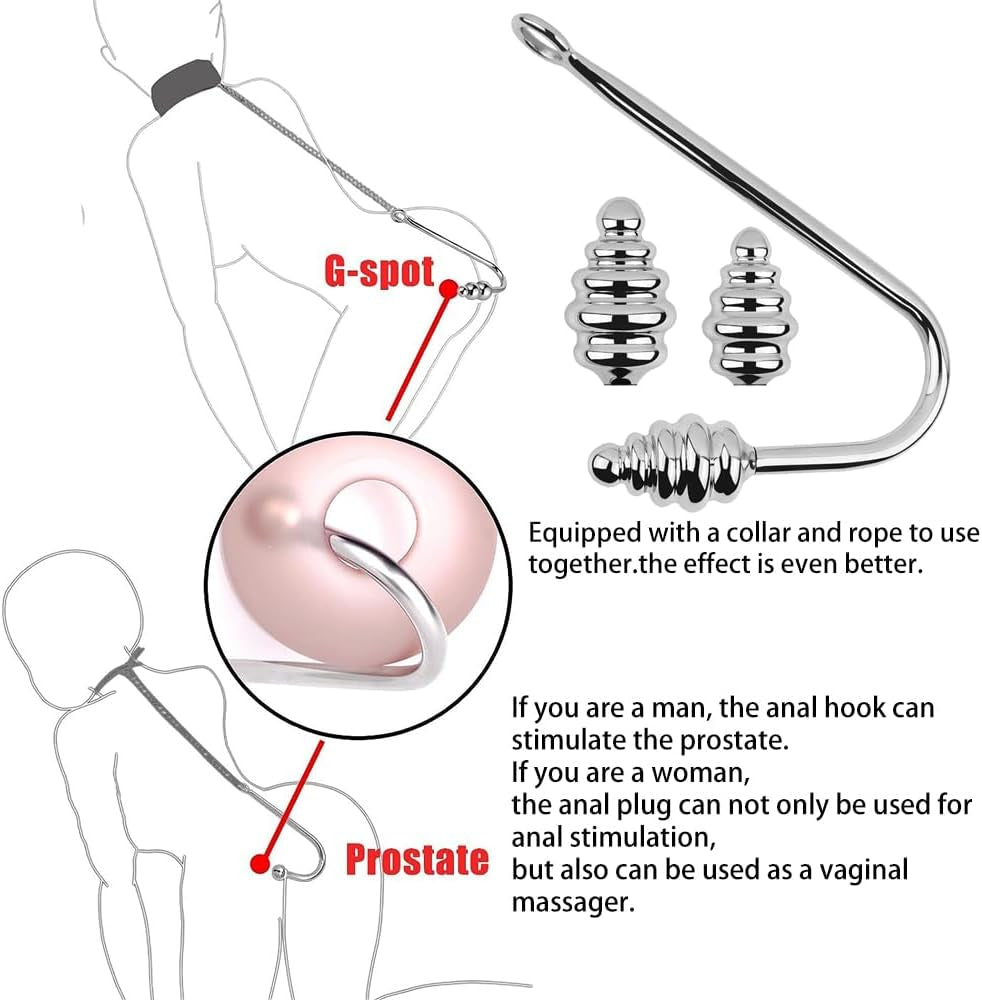 SpiralSteel Spiral Stainless Steel Anal Hook 3 Balls