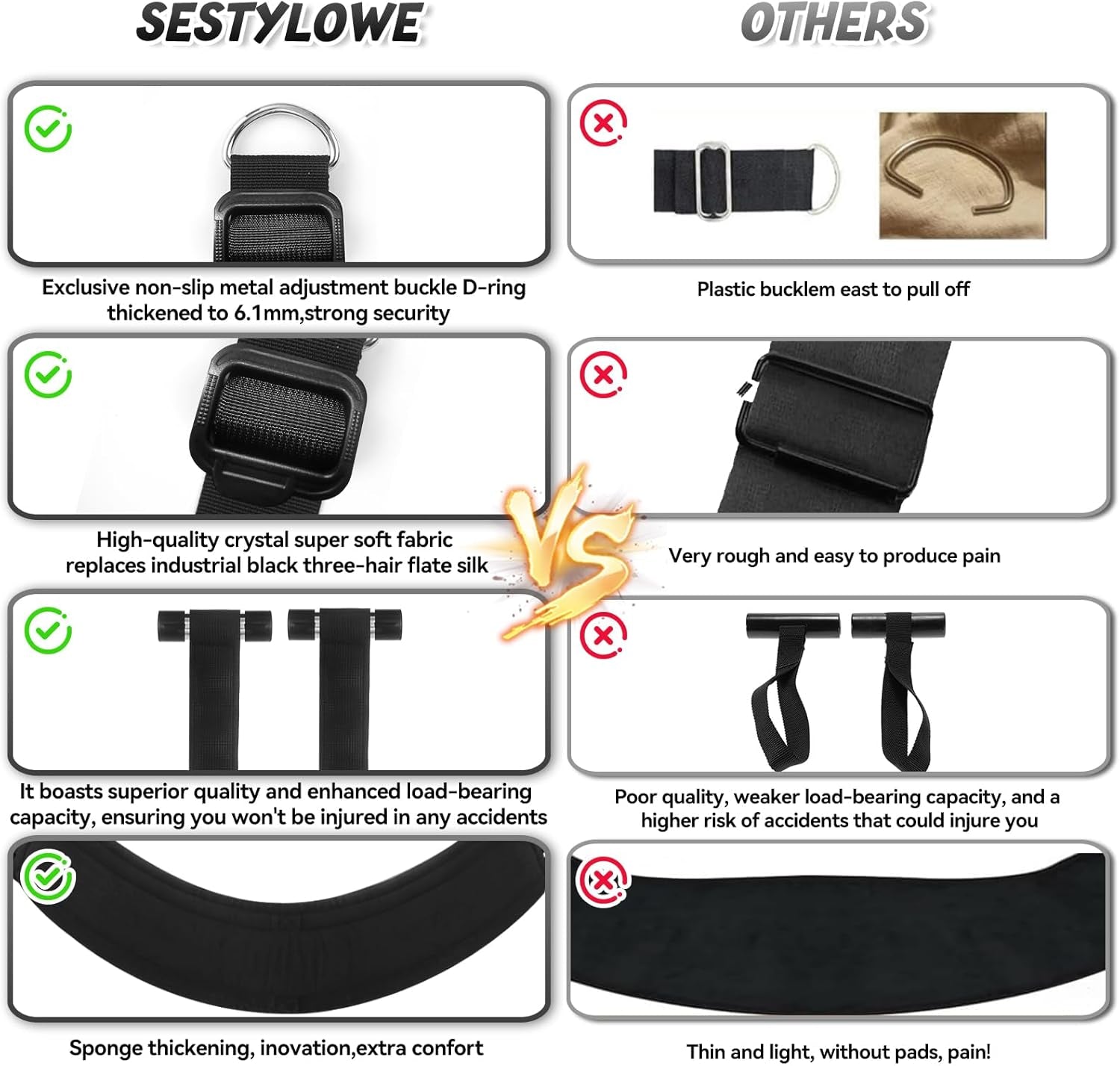 VelvetLift Door Sex Swing with Cushions & Armrests