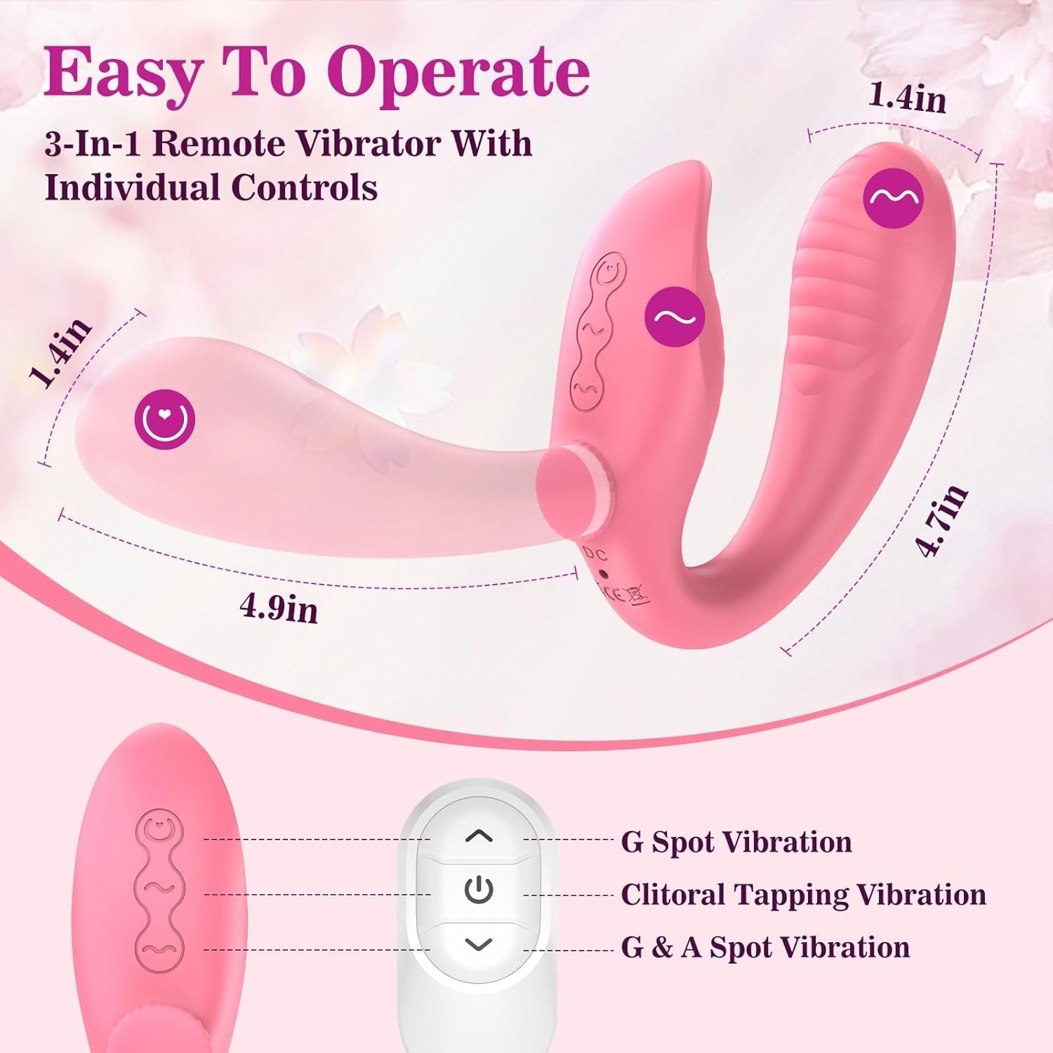 TriSync Strapless Strap On Vibrator Remote 3 Motor