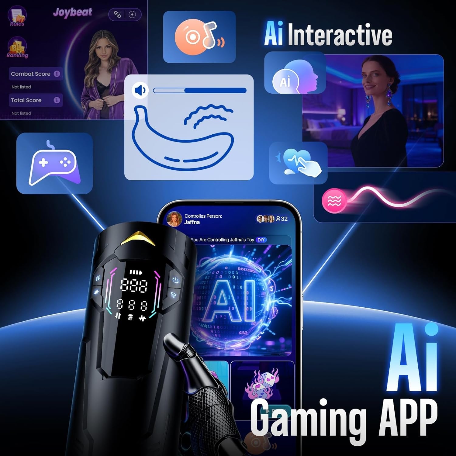 MaxionX AI Male Masturbator Thrust Suction LCD App