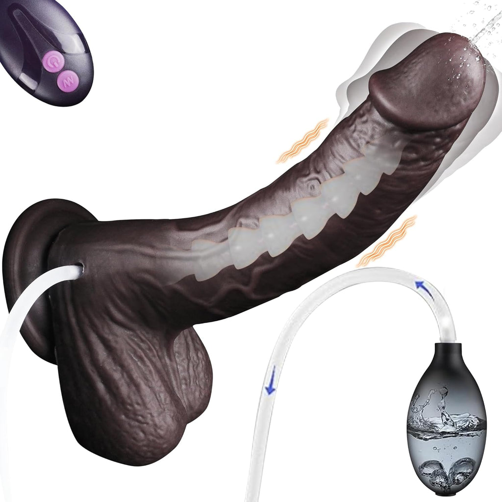 VibeJet 8.4” Squirting Vibrating Dildo 7 Modes Suction