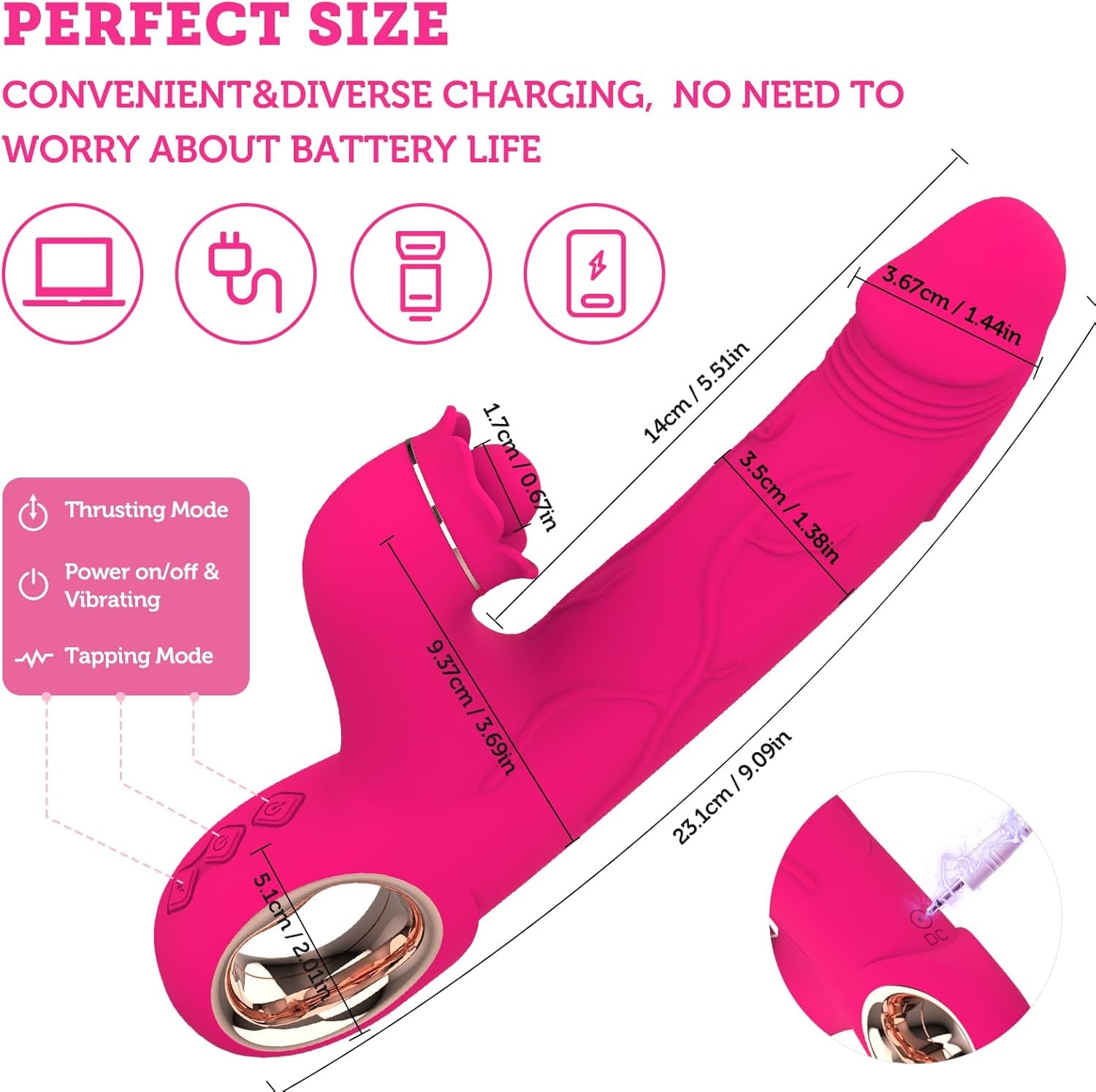 ThrustRose Thrusting Tapping Rabbit Vibrator