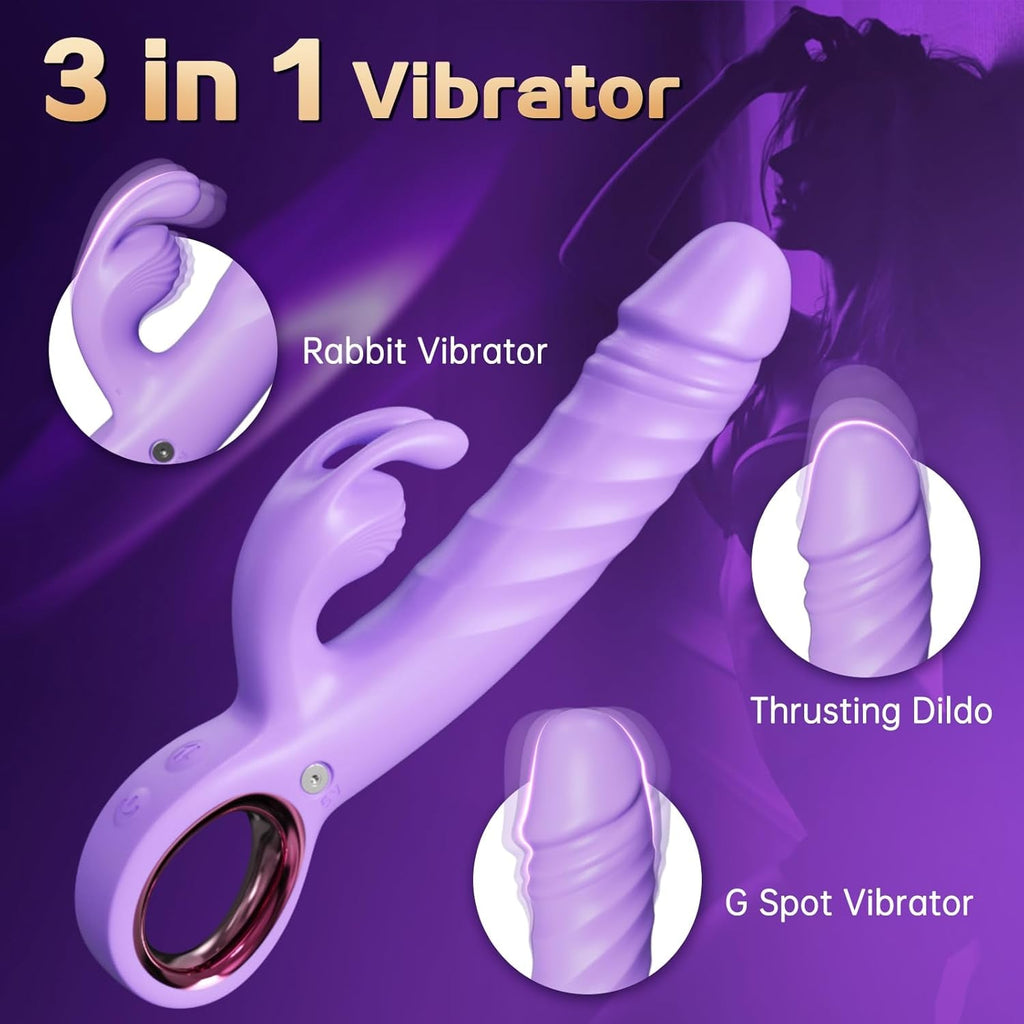 LinkAura App Control Rabbit Vibrator 9 Thrust 9 Modes USB