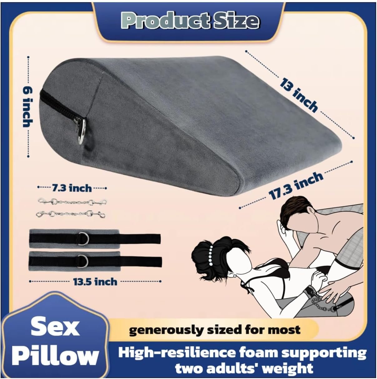 StealthBond Foam Sex Pillow with Handcuffs Support Set