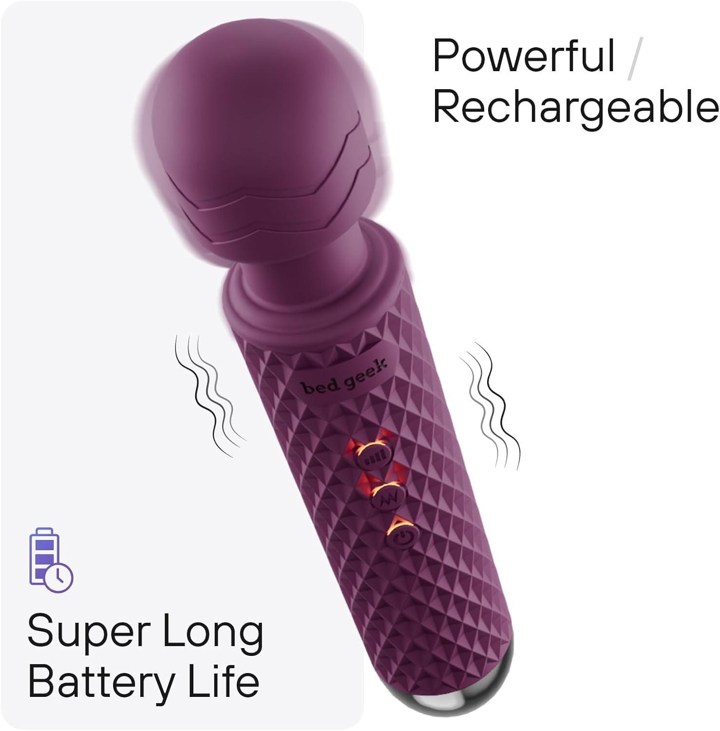 PrismFlex Wand Vibrator 20 Patterns 8 Speeds Rechargeable