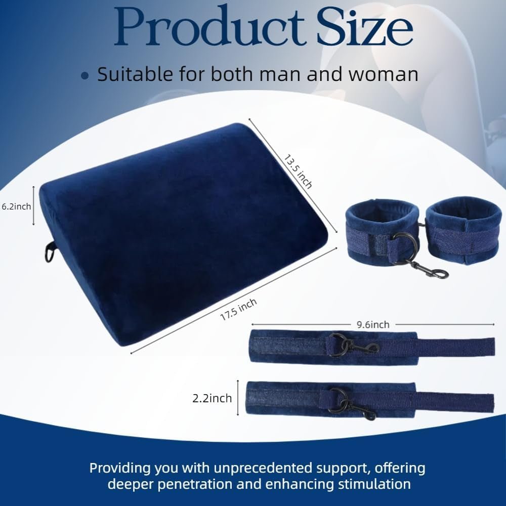 AzureBond Blue Foam Positioning Wedge Pillow with Handcuffs
