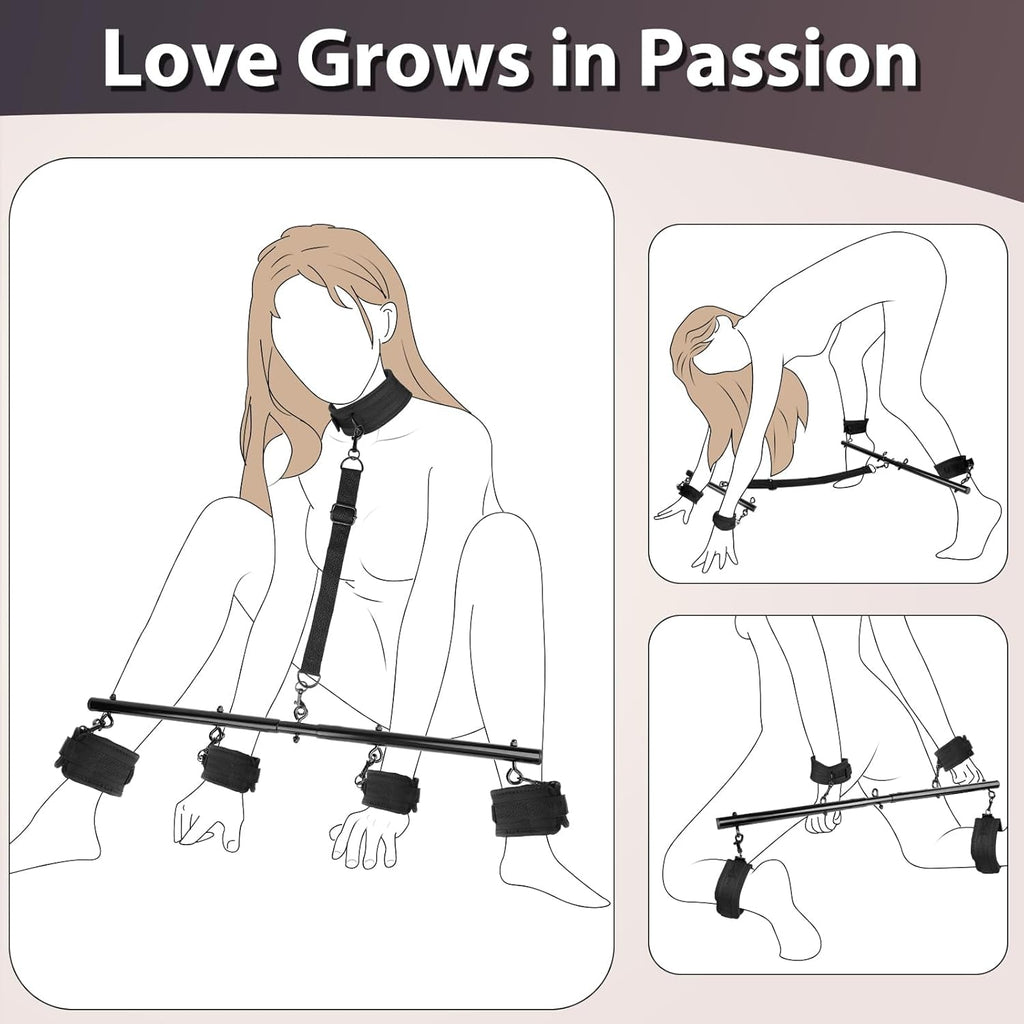 FeatherLock Feather Cuff Spreader Bar BDSM Kit
