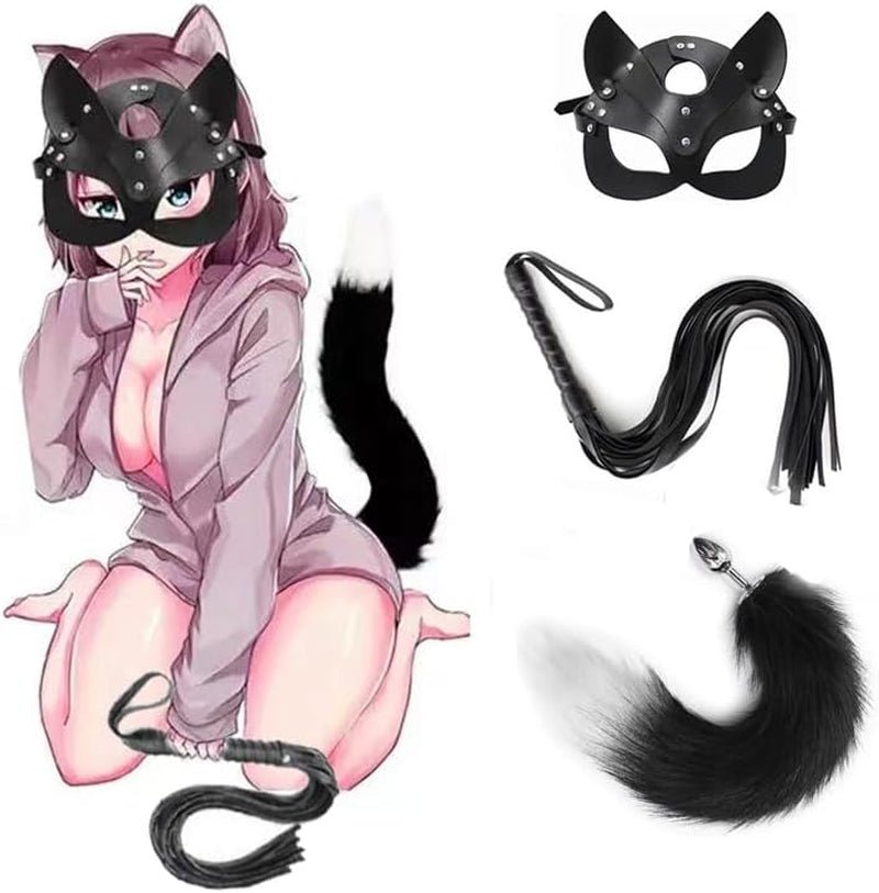 FeralFox Fox Tail Plug Mask Whip BDSM Set