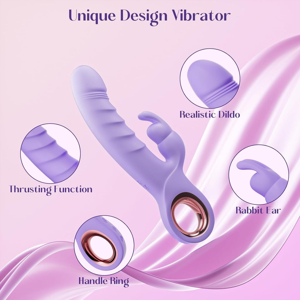 AuralisX Thrusting Rabbit Vibrator 7 Modes 3 Motor Waterproof
