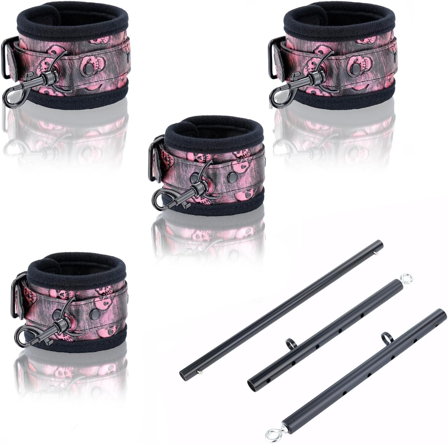 SkullFury Pink Skull Spreader Bar with Furry Straps