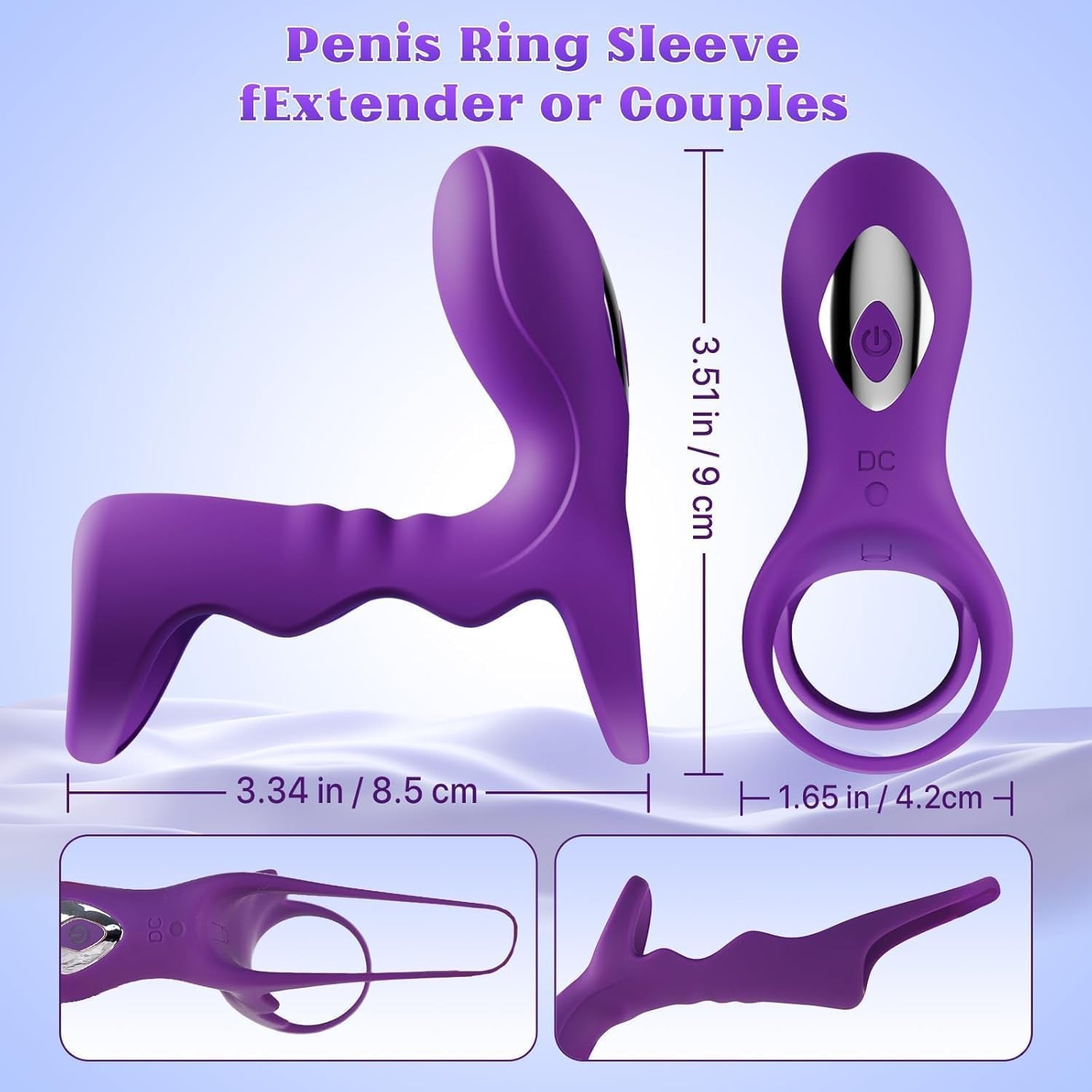 VioletCoreX Purple Cock Ring Clit Vibrator 10 Modes Dual Ring
